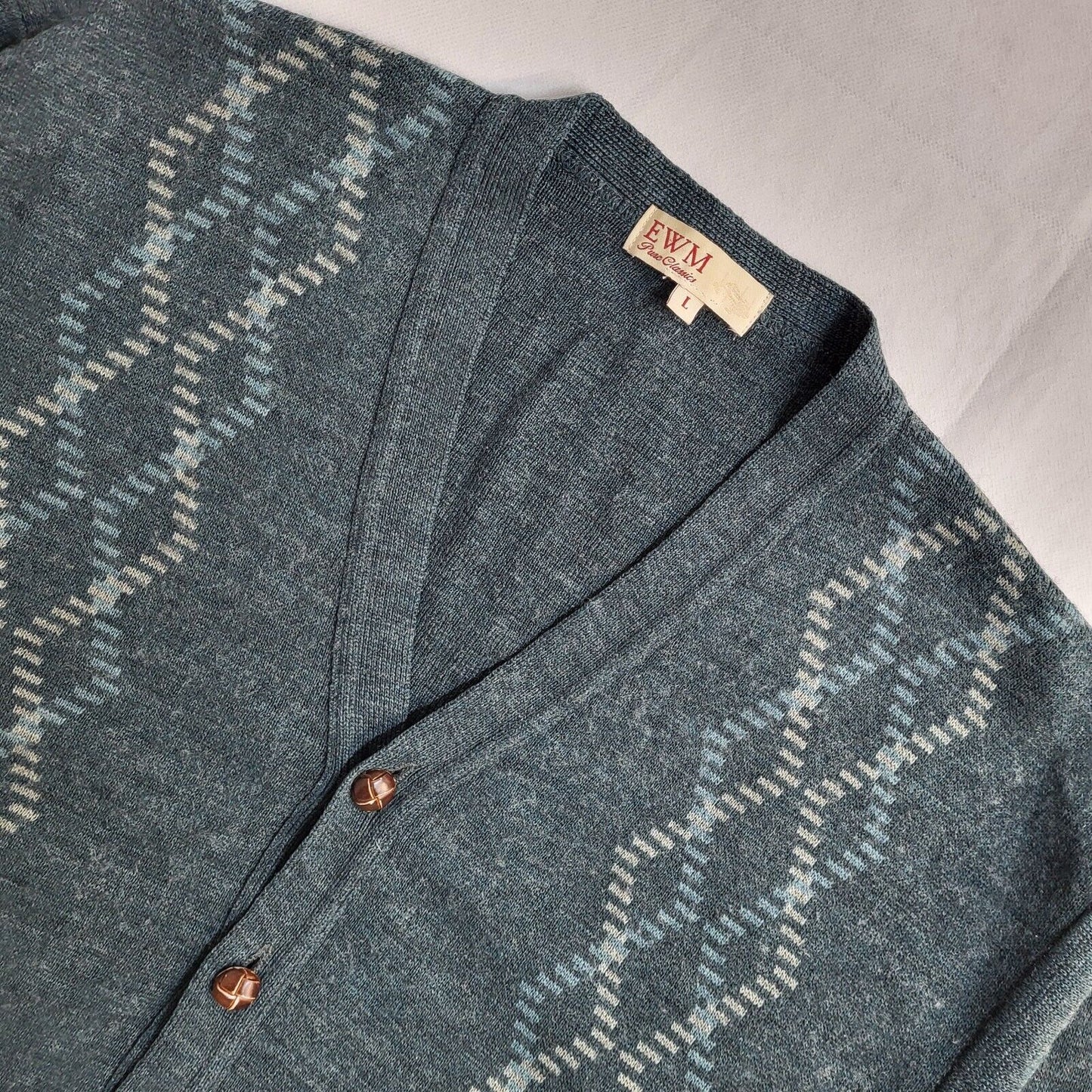 EWM Vintage 80s Green Button Front Cardigan Men's UK L