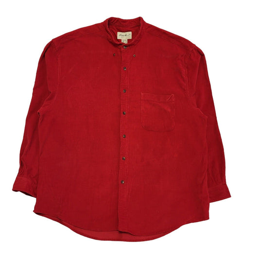 Eddie Bauer Vintage 90's Red Solid Long Sleeve Shirt Men's UK XL
