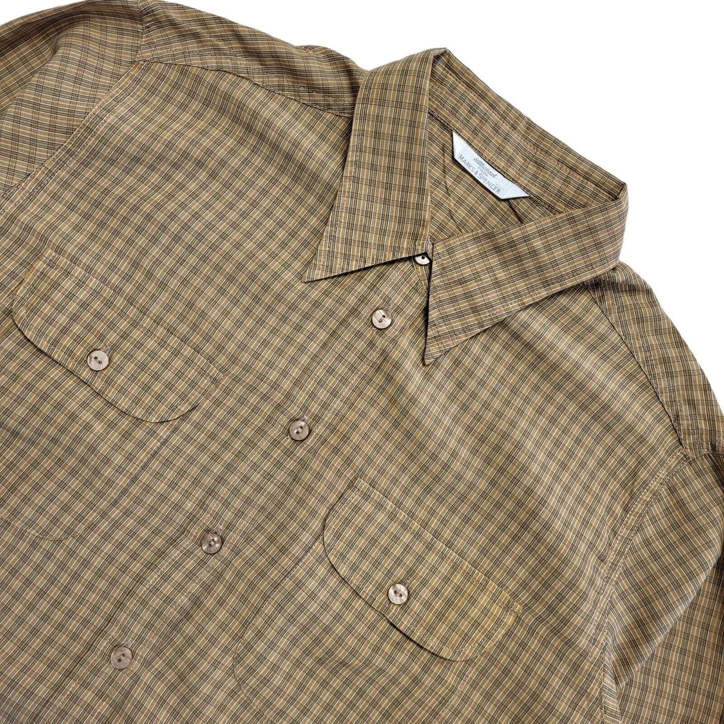 Marks and Spencer Vintage 90's Brown Checked Long Sleeve Shirt Womens Size 14