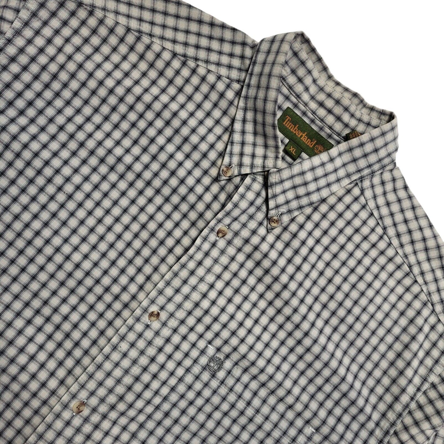Timberland Vintage 90's Grey & Blue Checked Long Sleeve Shirt Mens UK XL