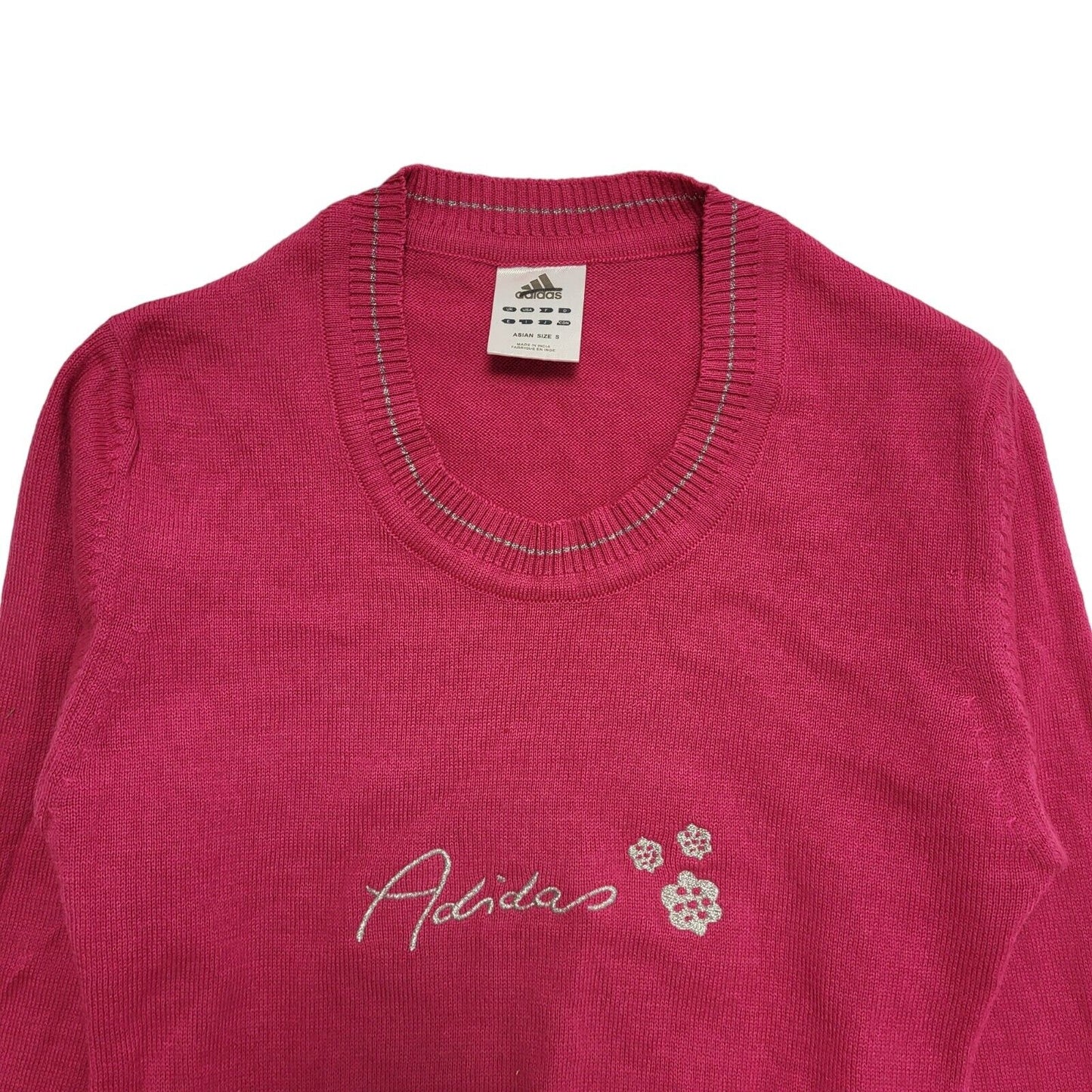 Adidas Pink Y2K Round Neck Jumper Womens Size XS