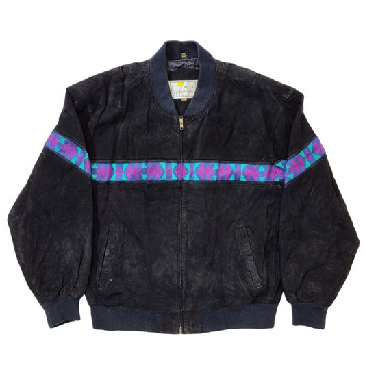 Mesa Ridge 90s Vintage Black Zip Up Suede Jacket Men's Size 2XL