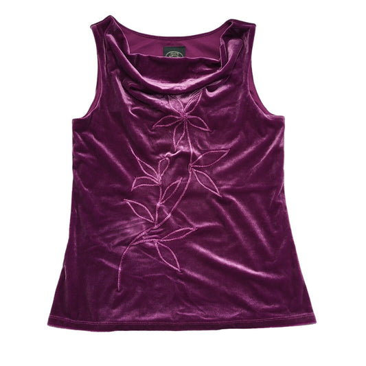 Laura Ashley Vintage 90's Purple Velour Floral Cowl Neck Top Womens UK Size M