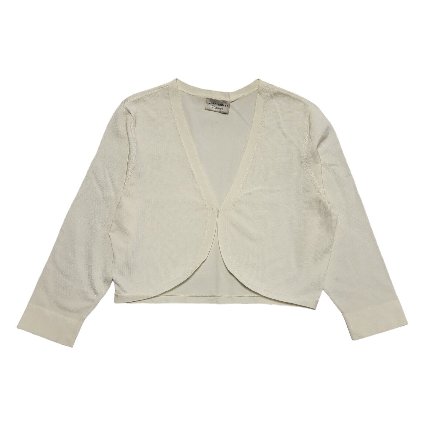 Laura Ashley Y2K Vintage Cream Cropped Thin Knit Cardigan Women's L 12