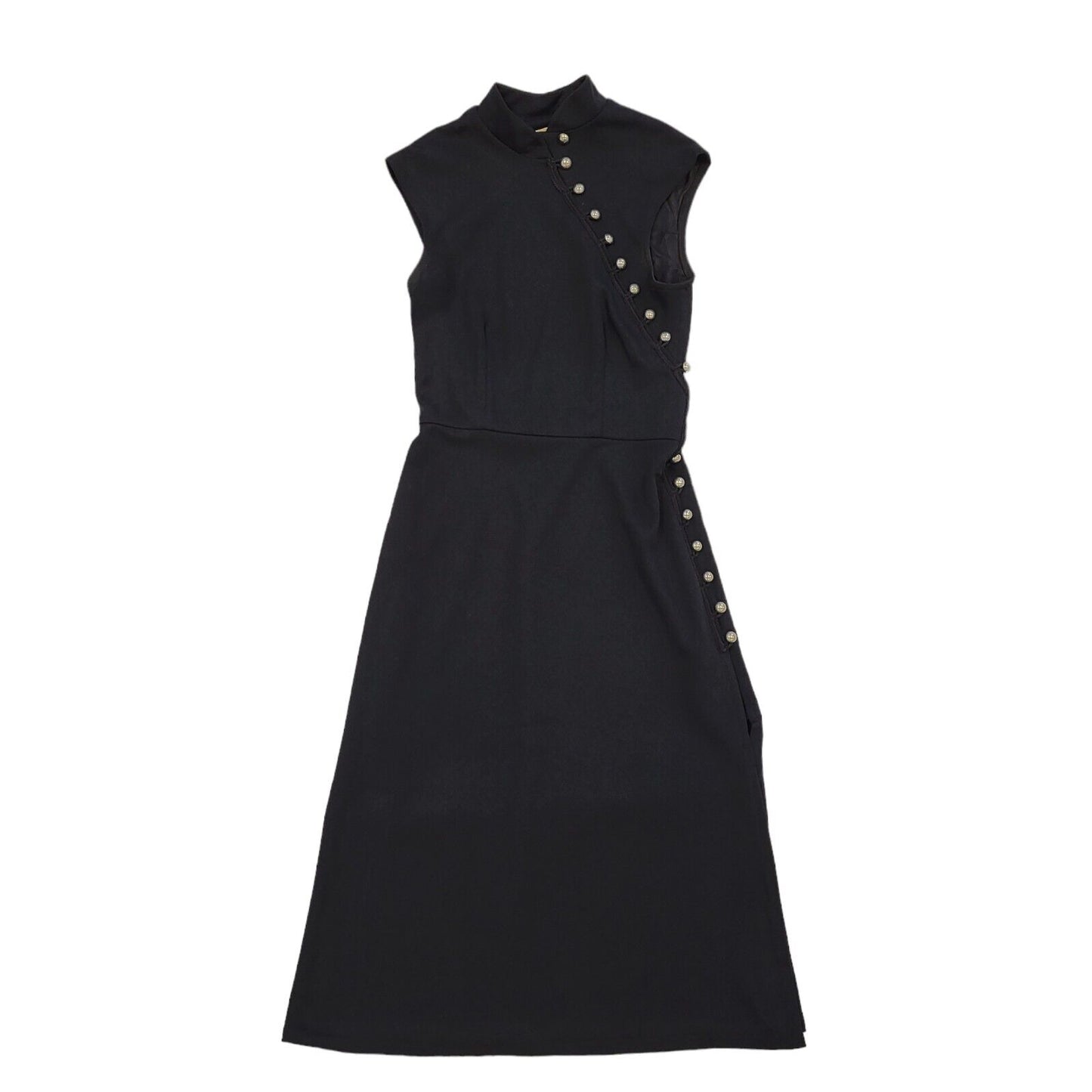 Vintage 60s Black Sleeveless Evening Dress Women's Size 8