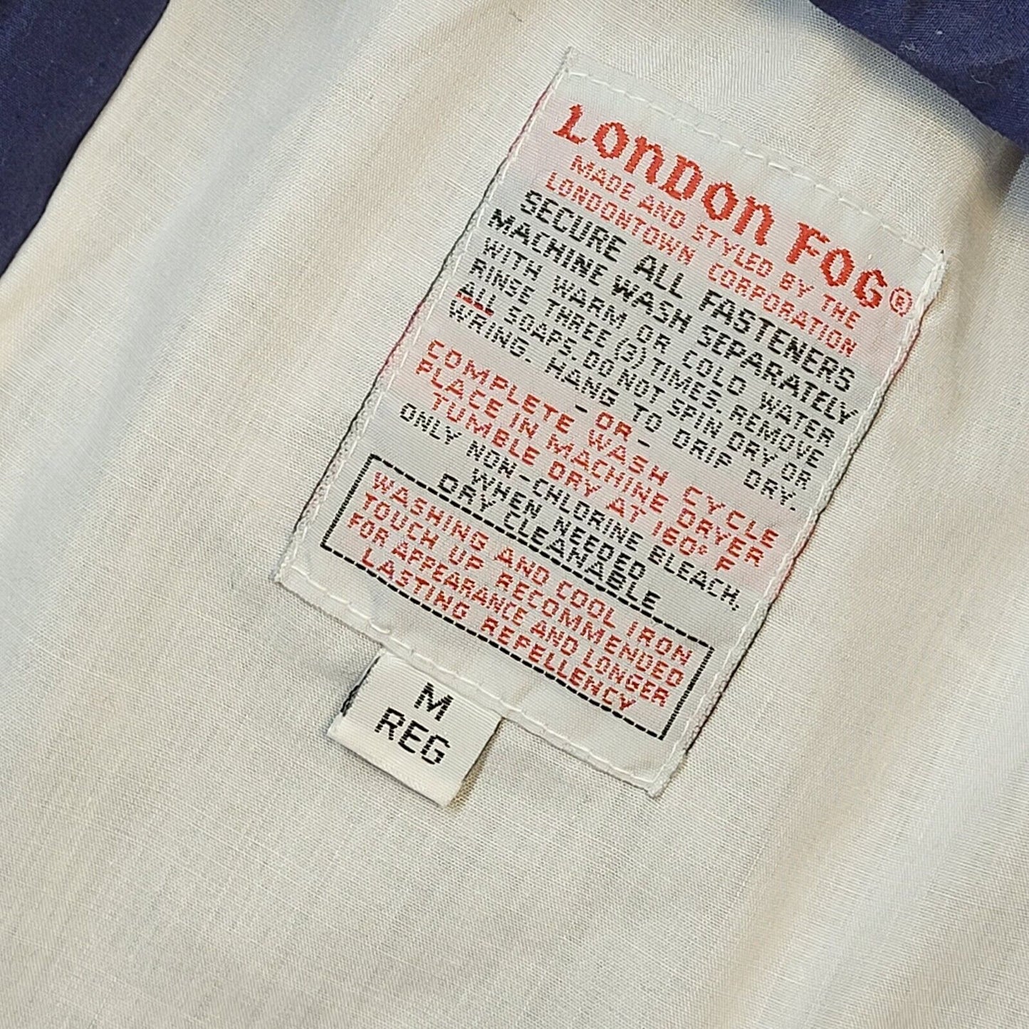 London Fog Vintage 90s Navy Blue Zip Up Lightweight Jacket Men's Size M