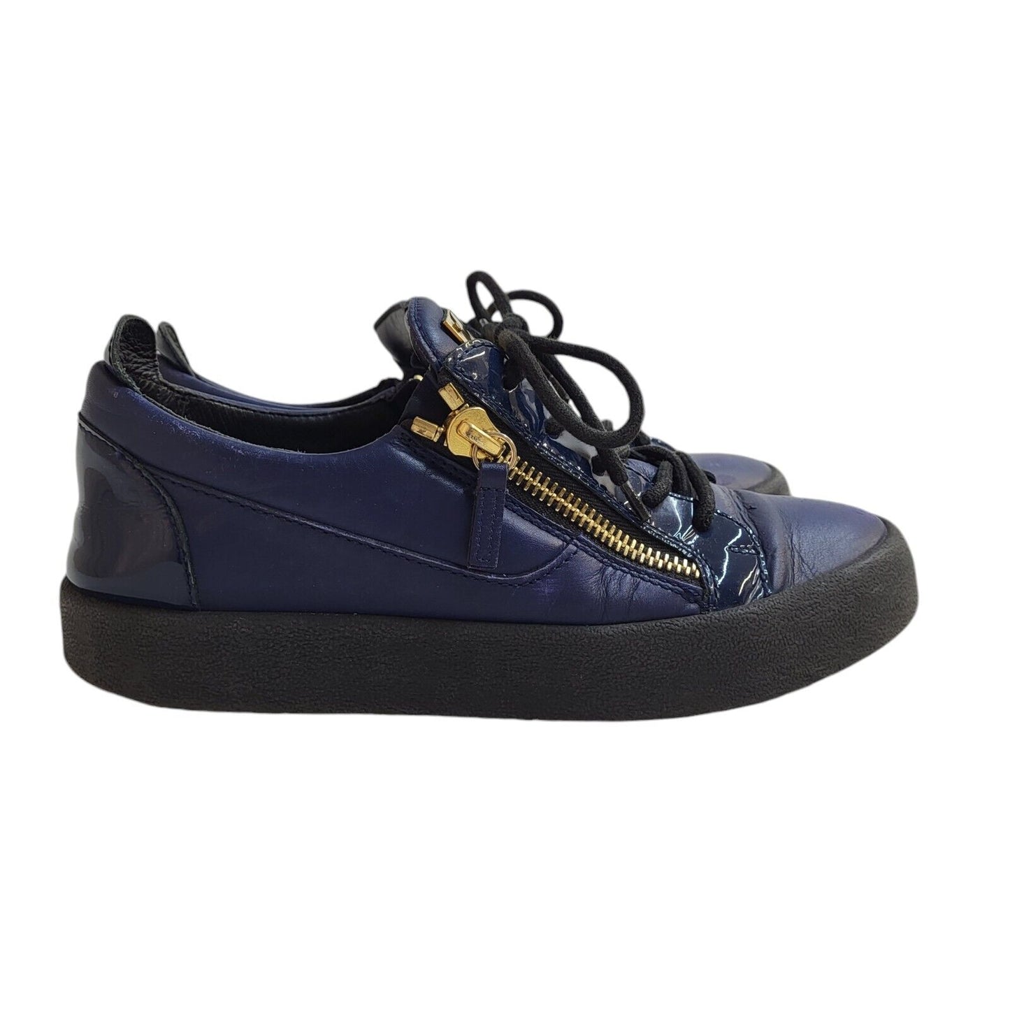 Giuseppe Zanotti Dark Blue Leather Casual Flat Shoes Uk Women's Size 9
