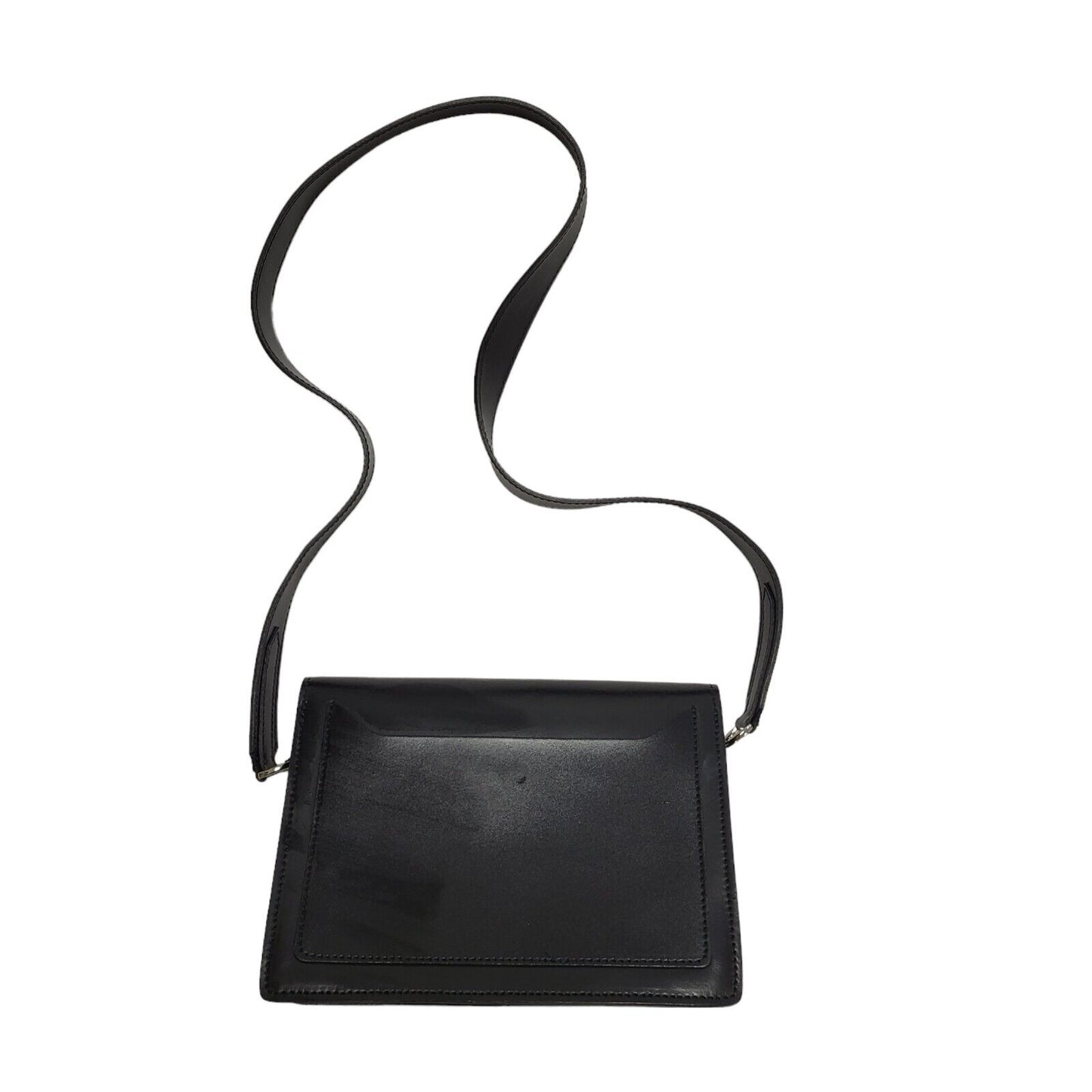 Genuine Leather Black Leather Hand Bag / Shoulder Bag Uk Women's 6.5" x 9"