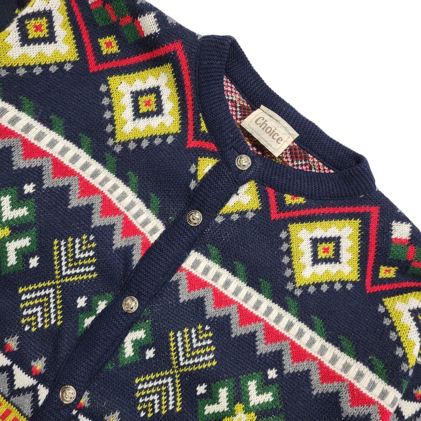 Choice Vintage 90's Blue & Red Cardigan Uk Women's Size 16