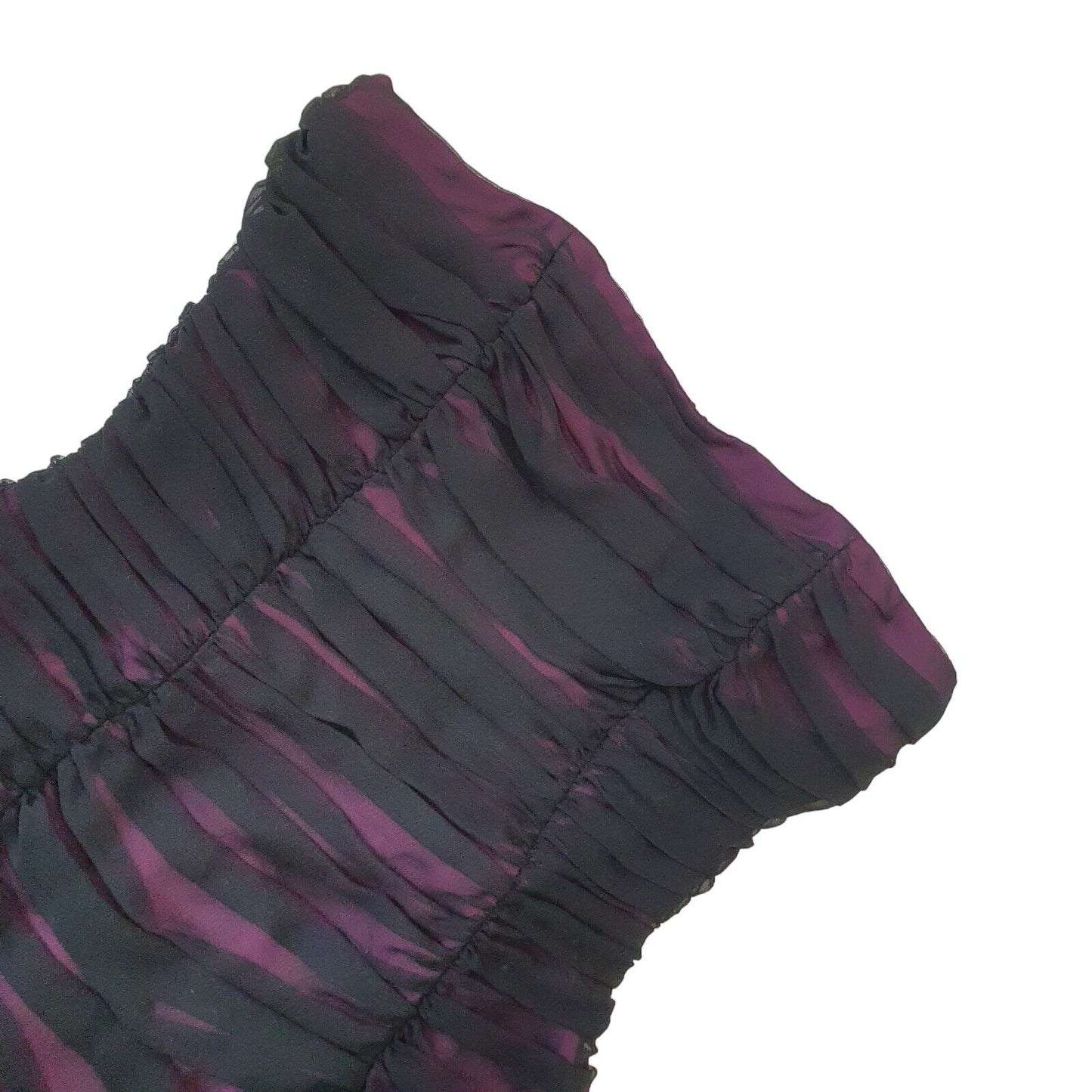 Next Vintage 90s Black & Pink Rouched Strapless Evening Dress Womens UK Size 12
