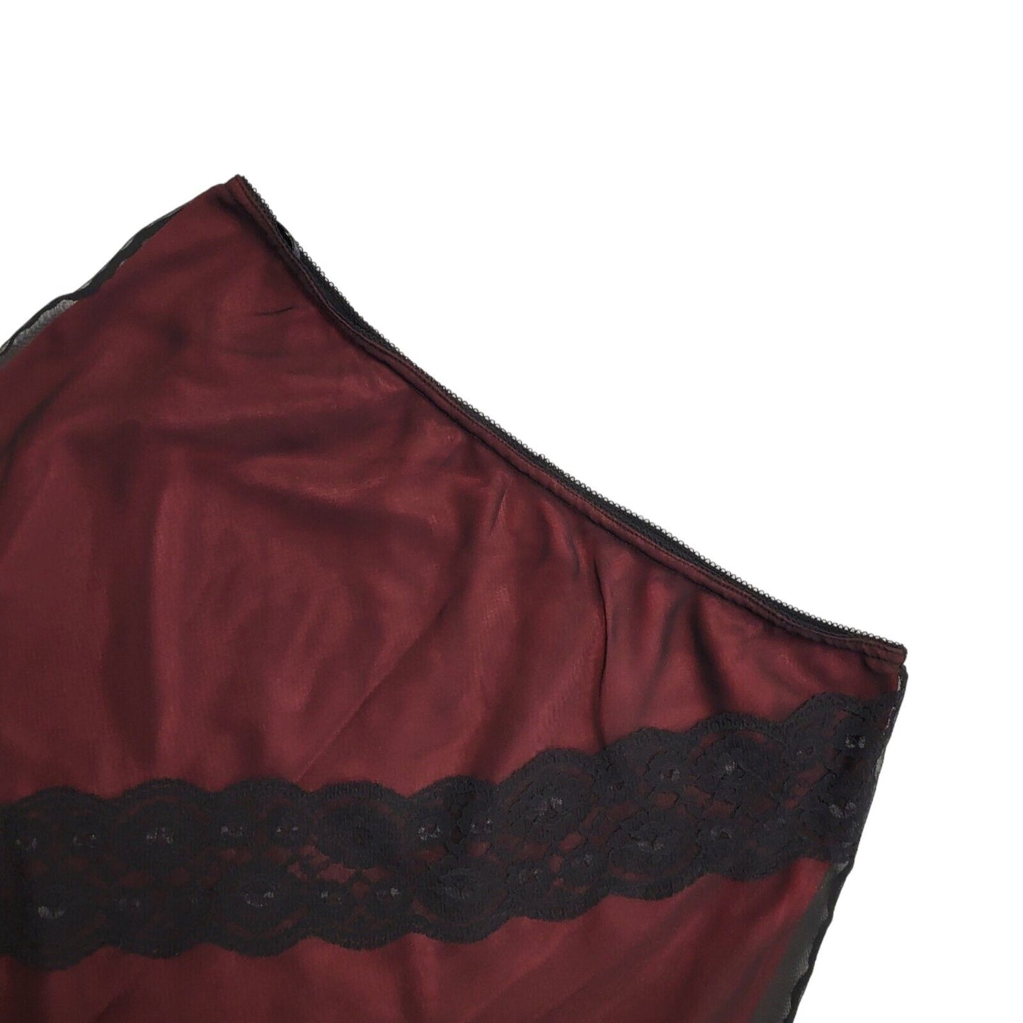 Chaper Vintage 90's Red & Black Lace Midi Skirt Womens UK Size 18