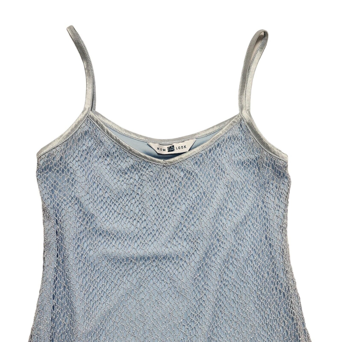 New Look Vintage 80's Blue Strap Body Con Tassle Dress Womens UK 12