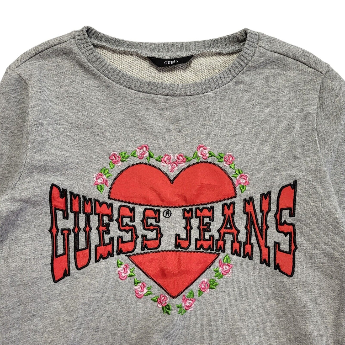 GUESS Vintage Y2K Grey Crew Neck Sweatshirt Girls Age 14 years