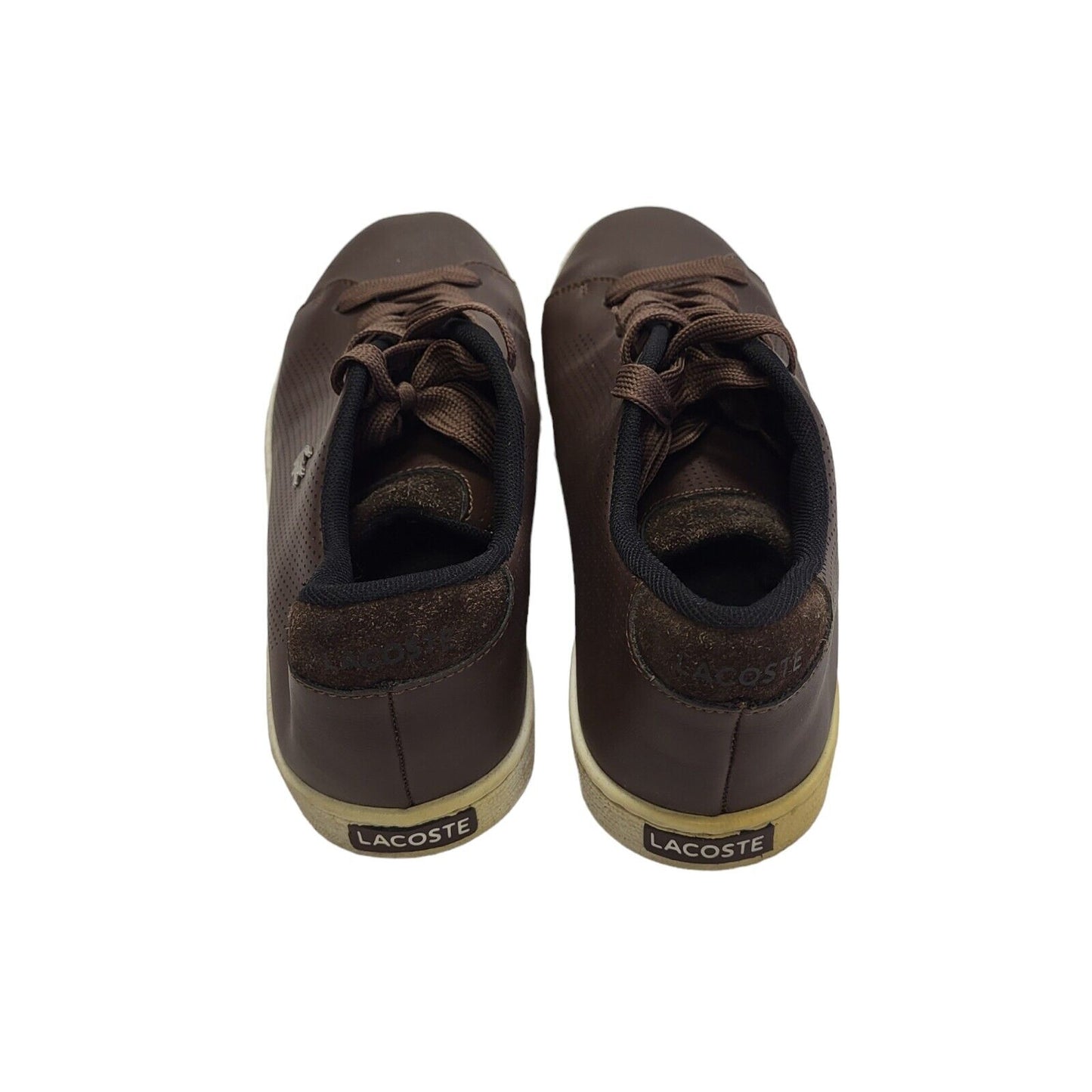 Lacoste Brown & White Lace-up Sports Casual Trainers Uk Men's Size 5
