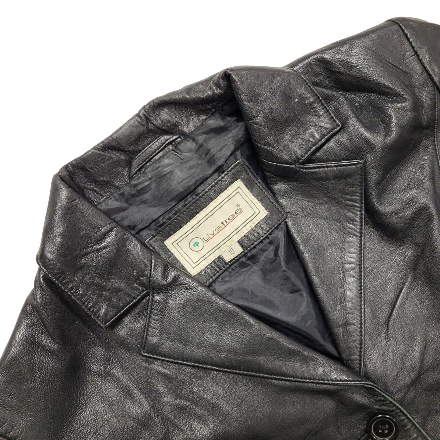 Live Tree Black Vintage 90s Leather Jacket Women's Size UK10