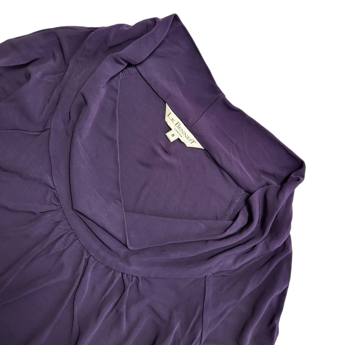 L.K.Bennett Vintage Y2K Purple 3/4 Sleeve Cowl Neck Top Womens UK S
