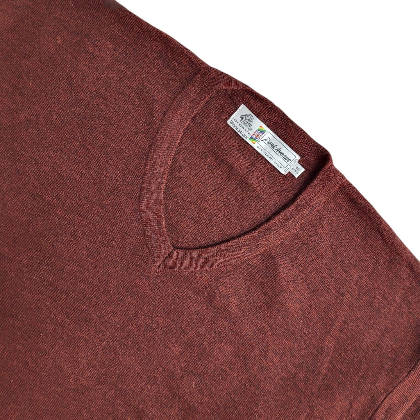 Park Avenue Wool Burgundy V-Neck Vintage 90's Jumper Men's UK XL