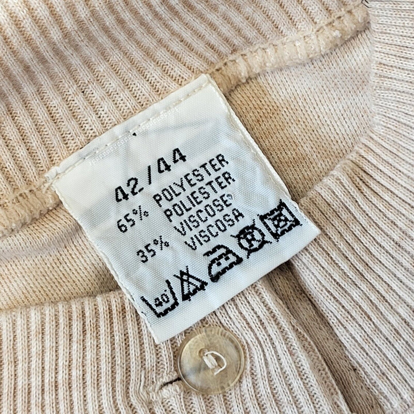 90s Vintage Cream 1/4 Button Retro Sweatshirt Women's Size Large
