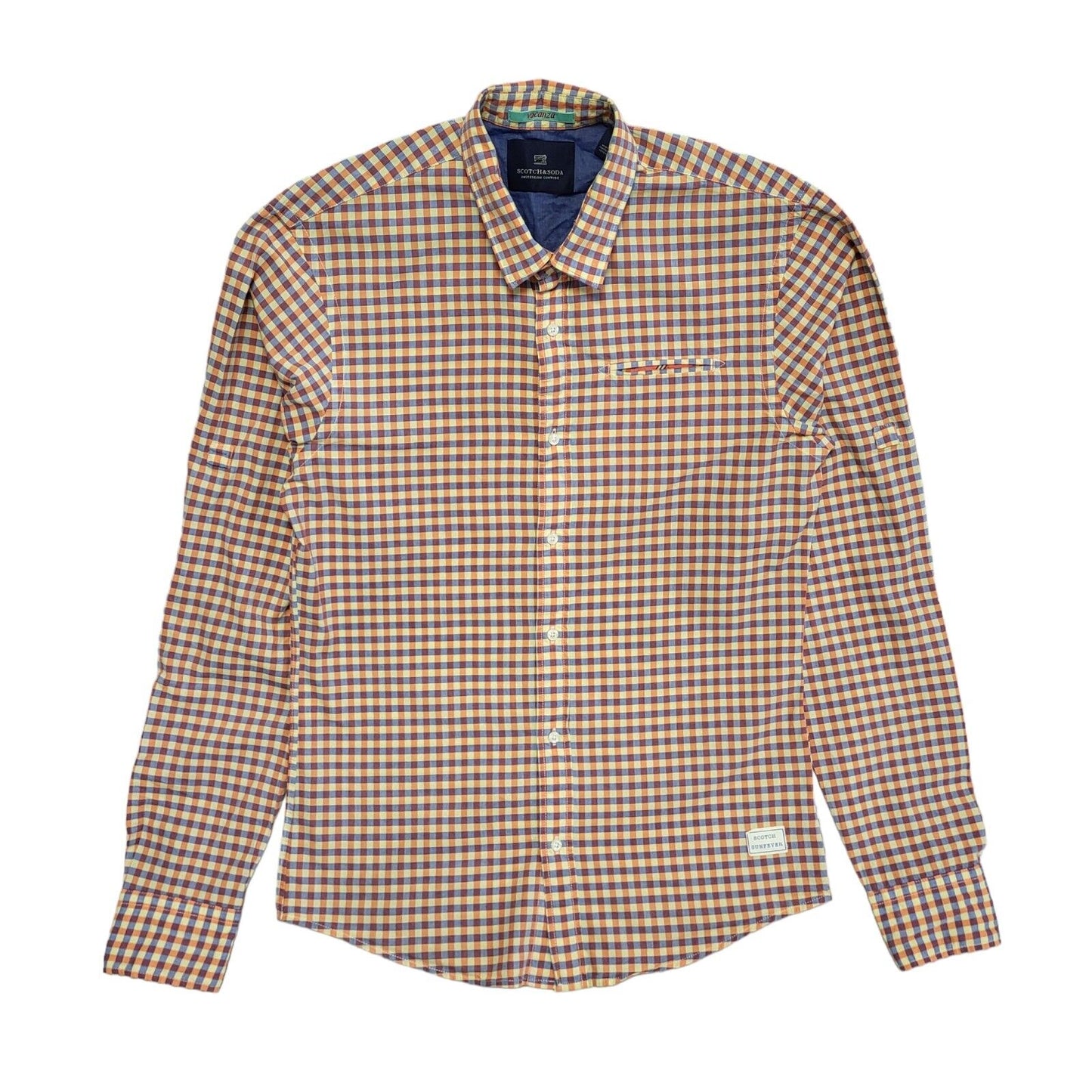 Scotch & Soda Vintage Y2K Pink Blue Check Long Sleeve Shirt Uk Men's Size S