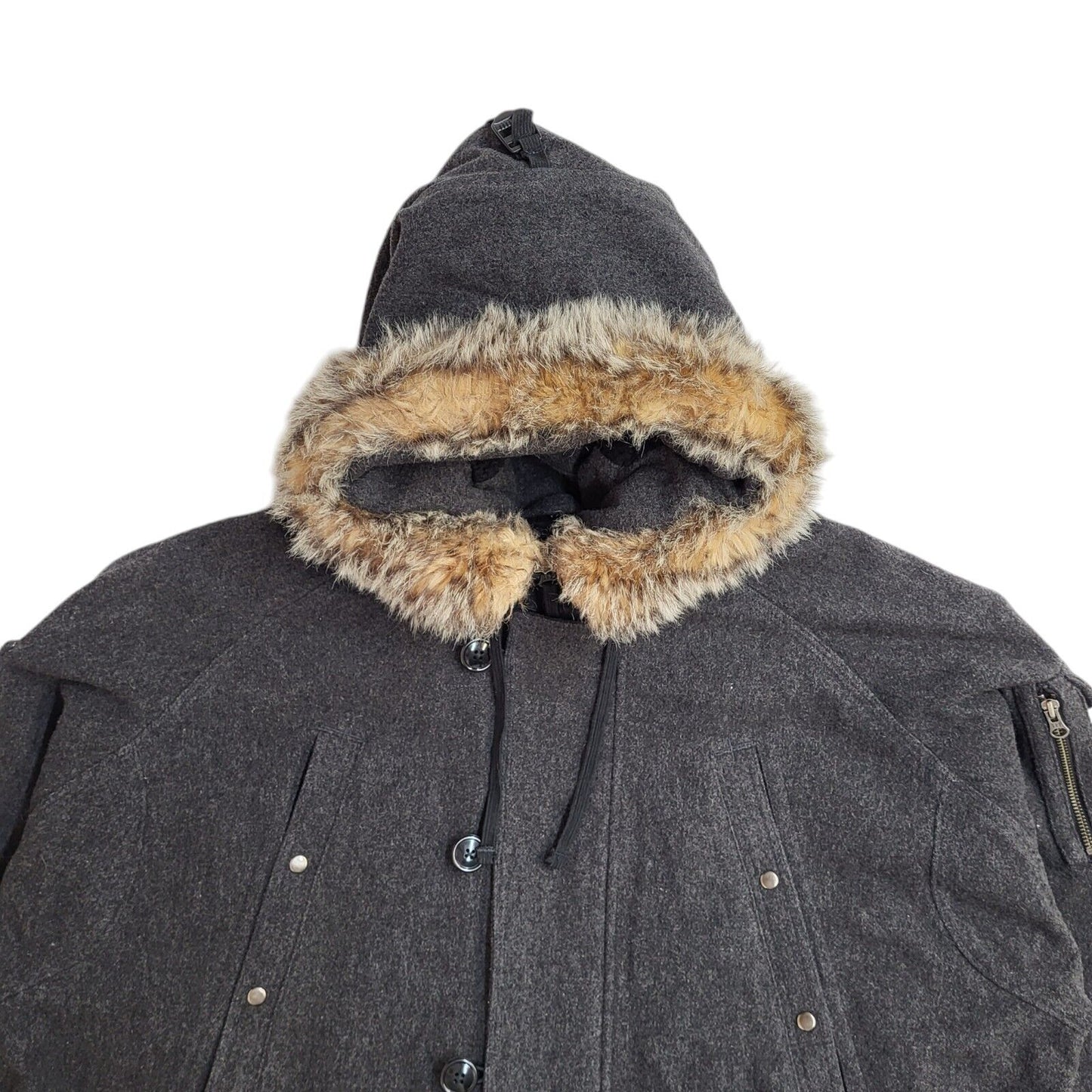 Gap Vintage 90's Dark Grey Zip & Button Hooded Jacket UK Men's Size XL