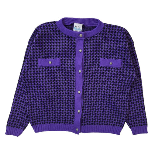 Florida 90s Vintage Purple Button-Up Cardigan Women's Size 14 Eu 42