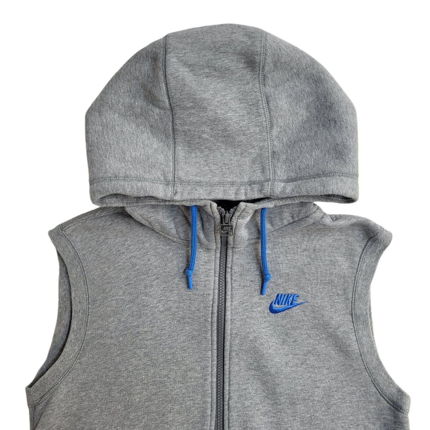 Nike Grey Y2k Sleeveless Sweatshirt Hoodie Uk Men's Size Small