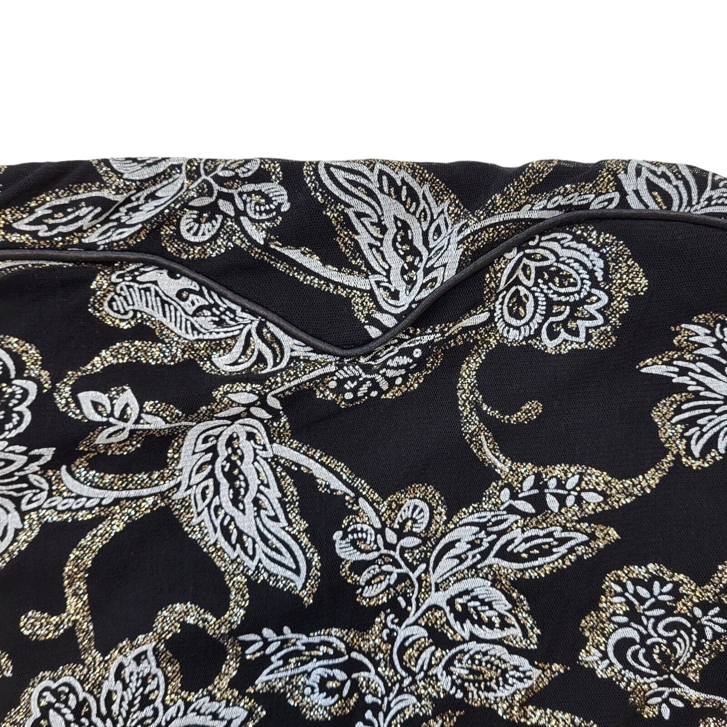 Jane Norman Y2K Strapless Black Glitter Floral Dress UK 10