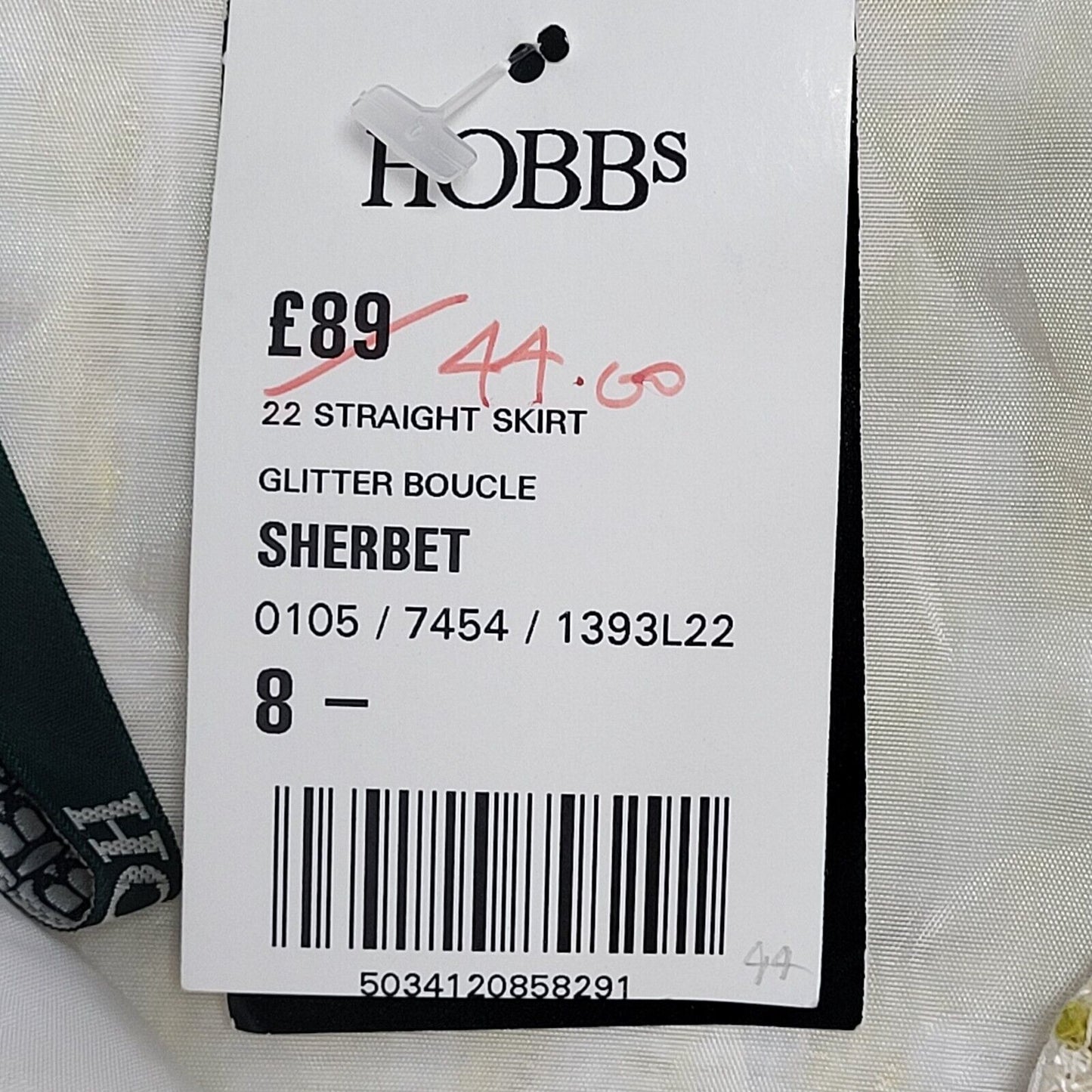 Hobbs Vintage 90's Cream Pencil Zip Skirt Uk Women's Size 8 W26 Bnwt