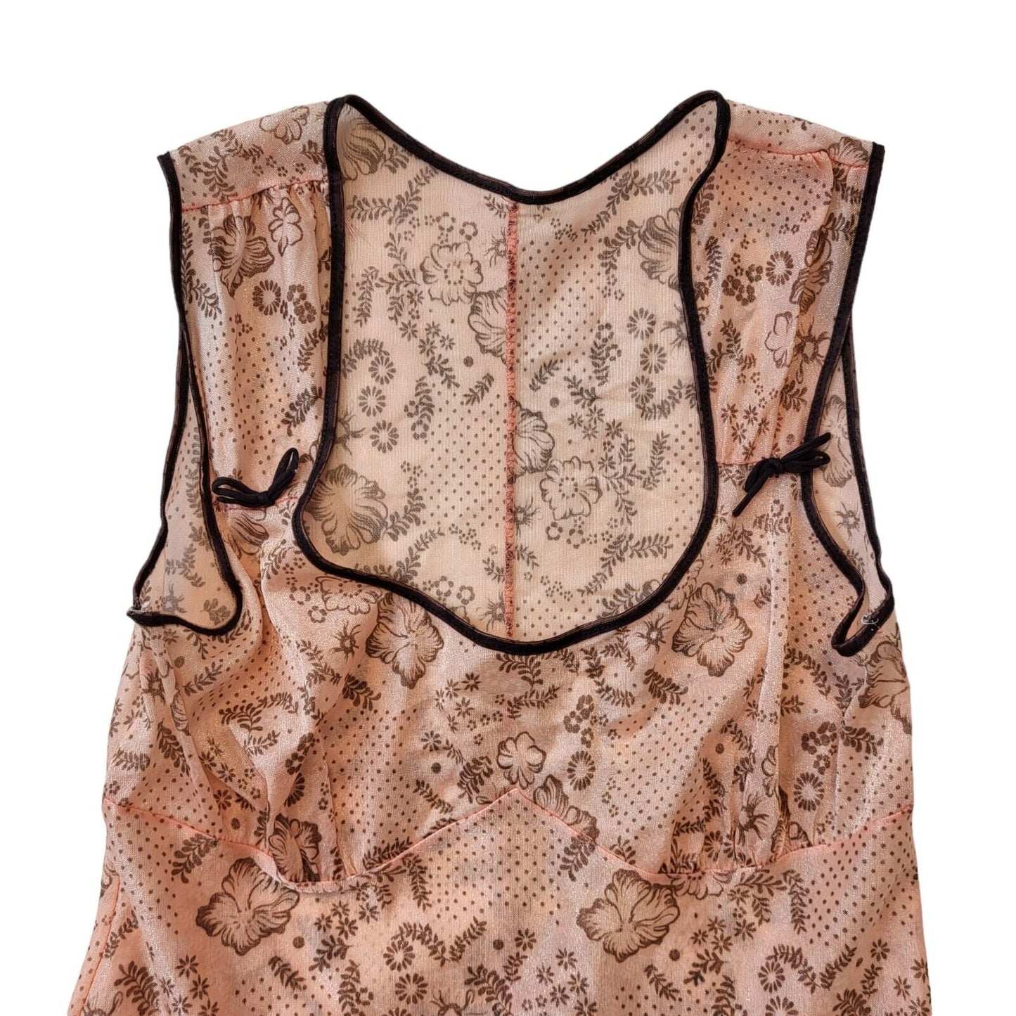 70s Vintage Pink Patterned Nightie Maxi Dress Women's Size 8