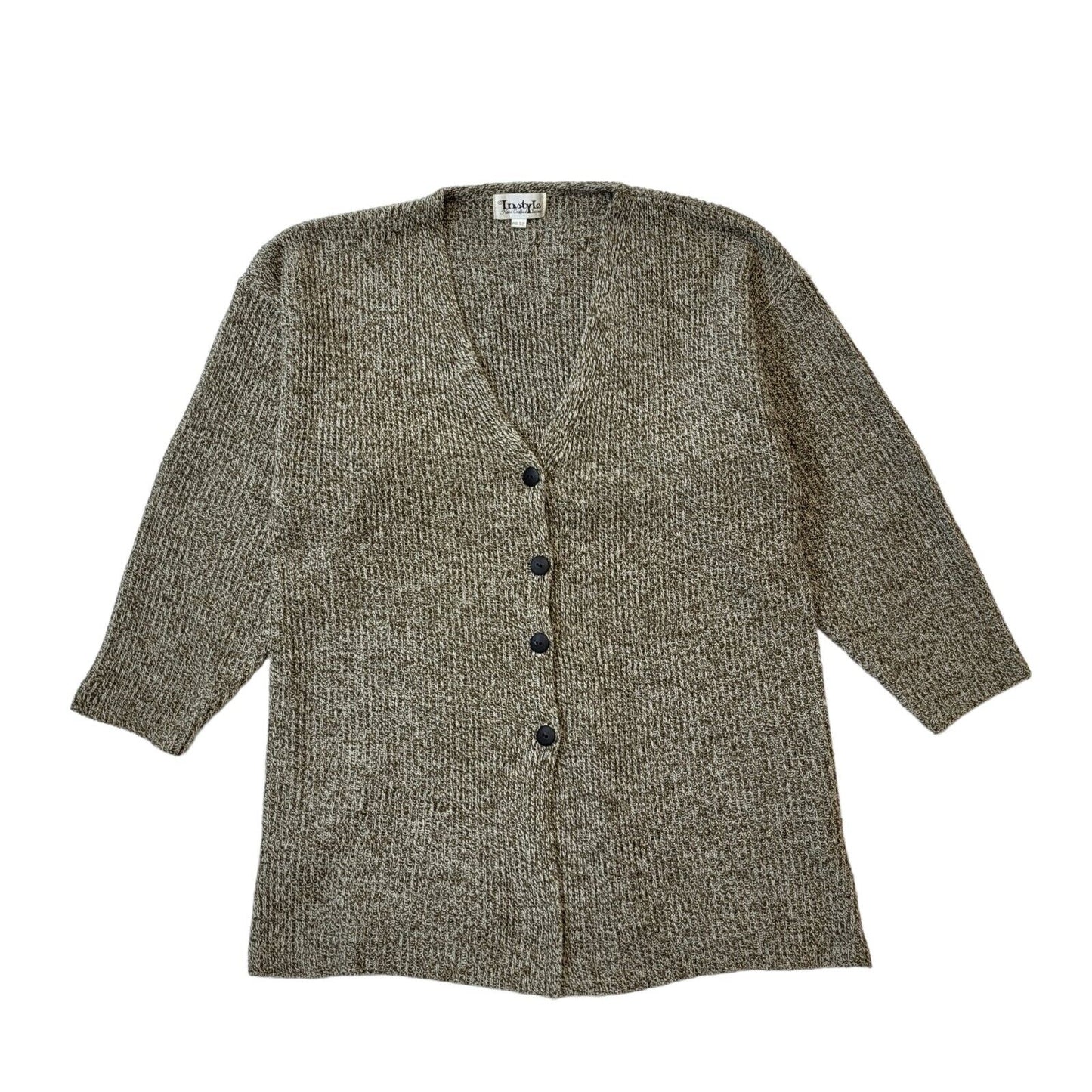 Instyle 90s Vintage Brown Acrylic Button-Up Cardigan Women's Size Free Size