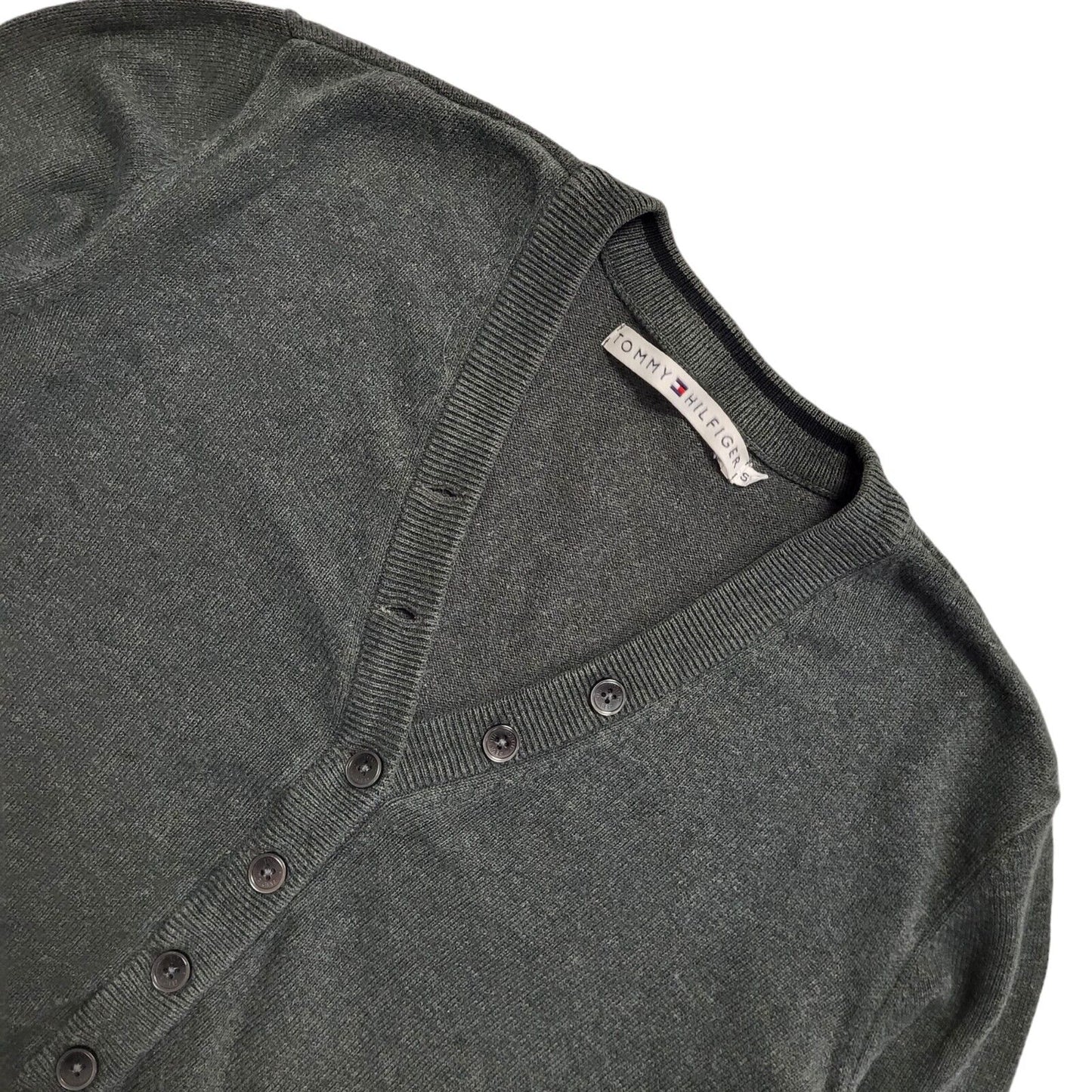 Tommy Hilfiger Y2k Grey V-Neck Jumper Uk Women's Size Small