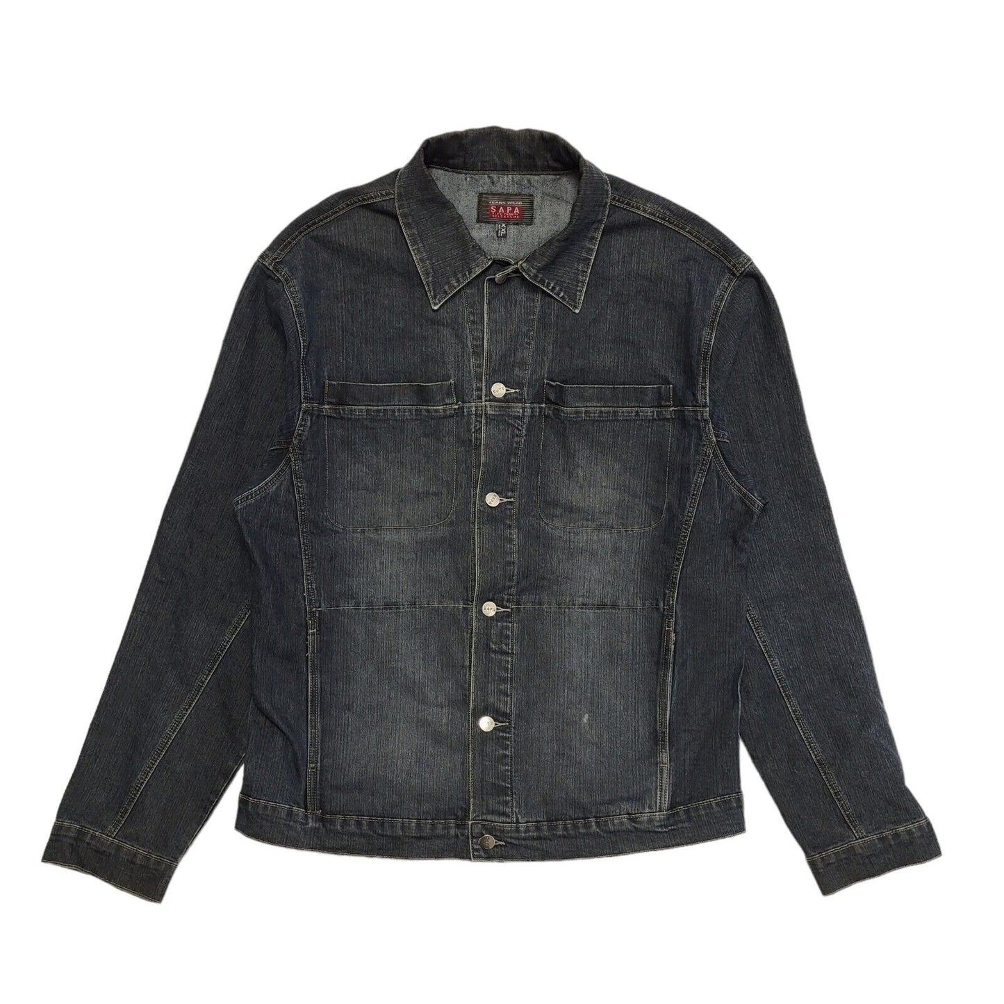 Sapa Dark Blue Button Denim Jacket Uk Men's Size 2XL
