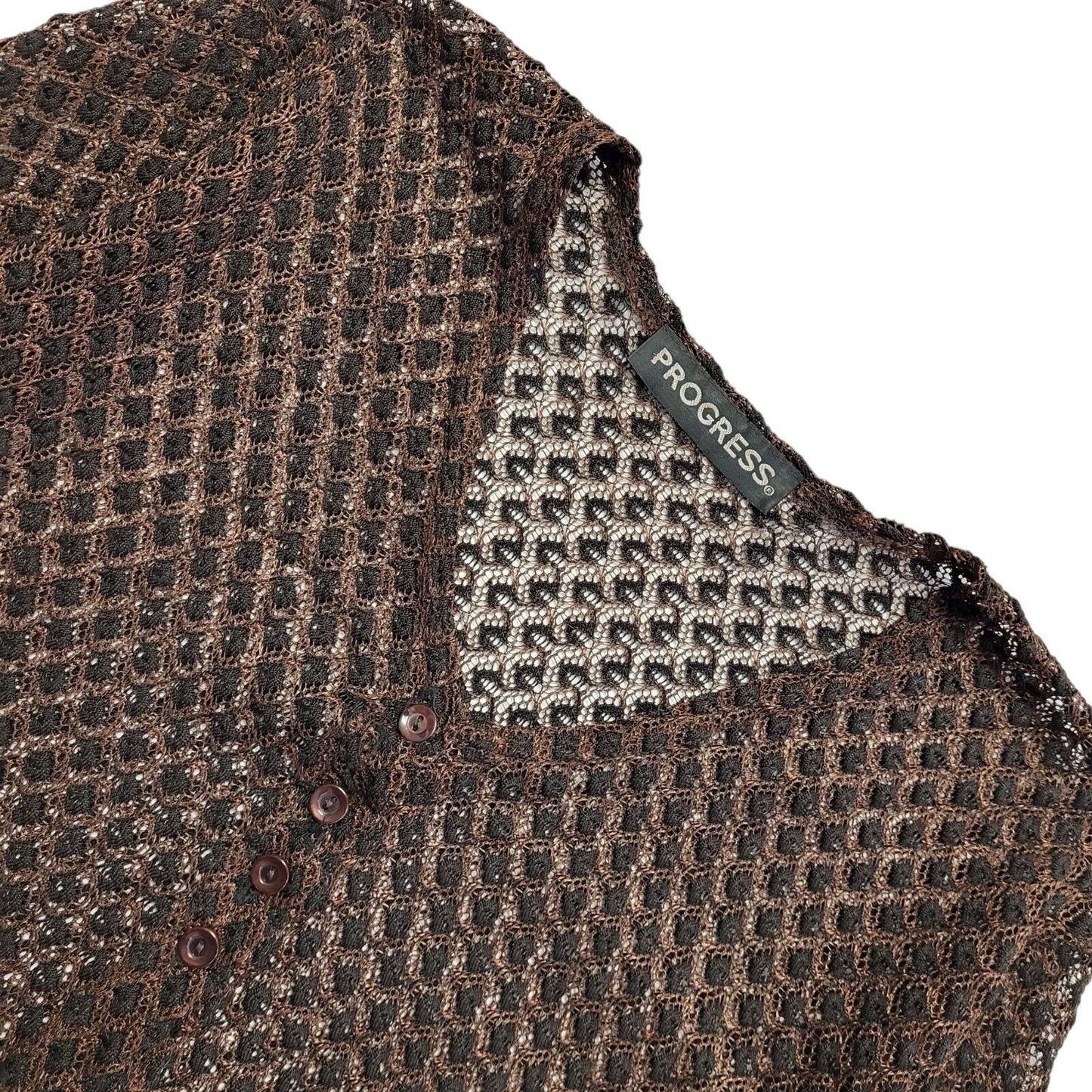 Progress Y2K Black & Brown Button Front Cardigan Womens UK Size 12
