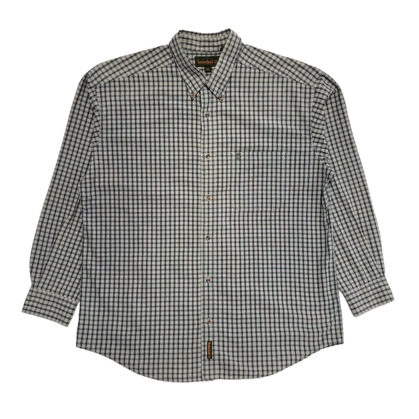 Timberland Vintage 90's Grey & Blue Checked Long Sleeve Shirt Mens UK XL