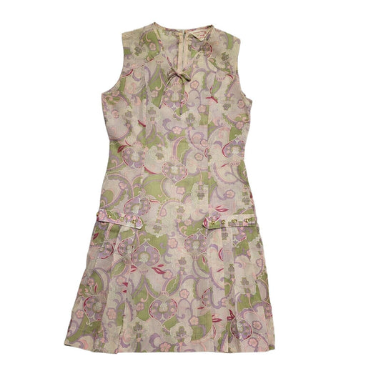H Band Vintage 60s Pink & Purple Sleeveless Daywear Dress Women's Size 10