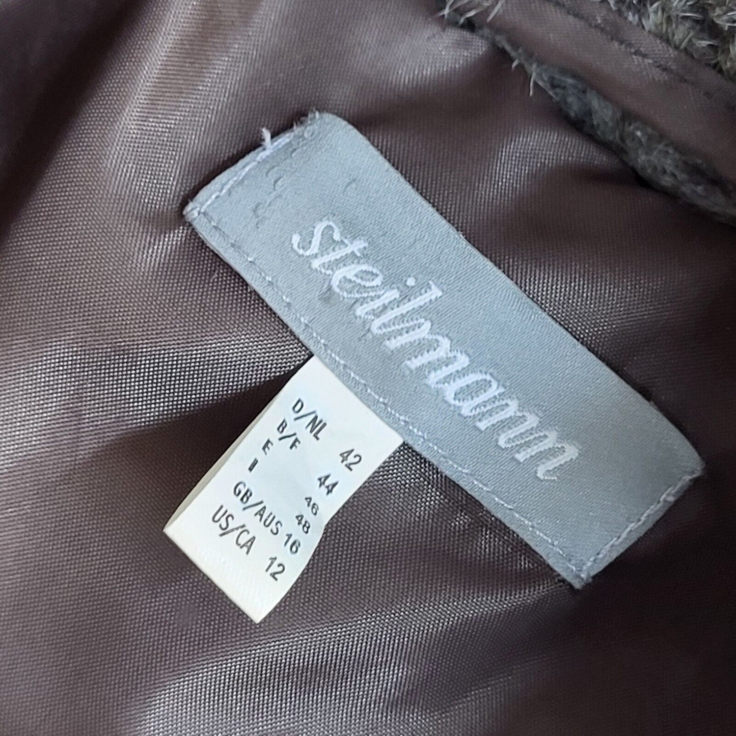 Steilmann Vintage 90's Grey/Brown Button Faux Fur Coat UK Women's Size 16