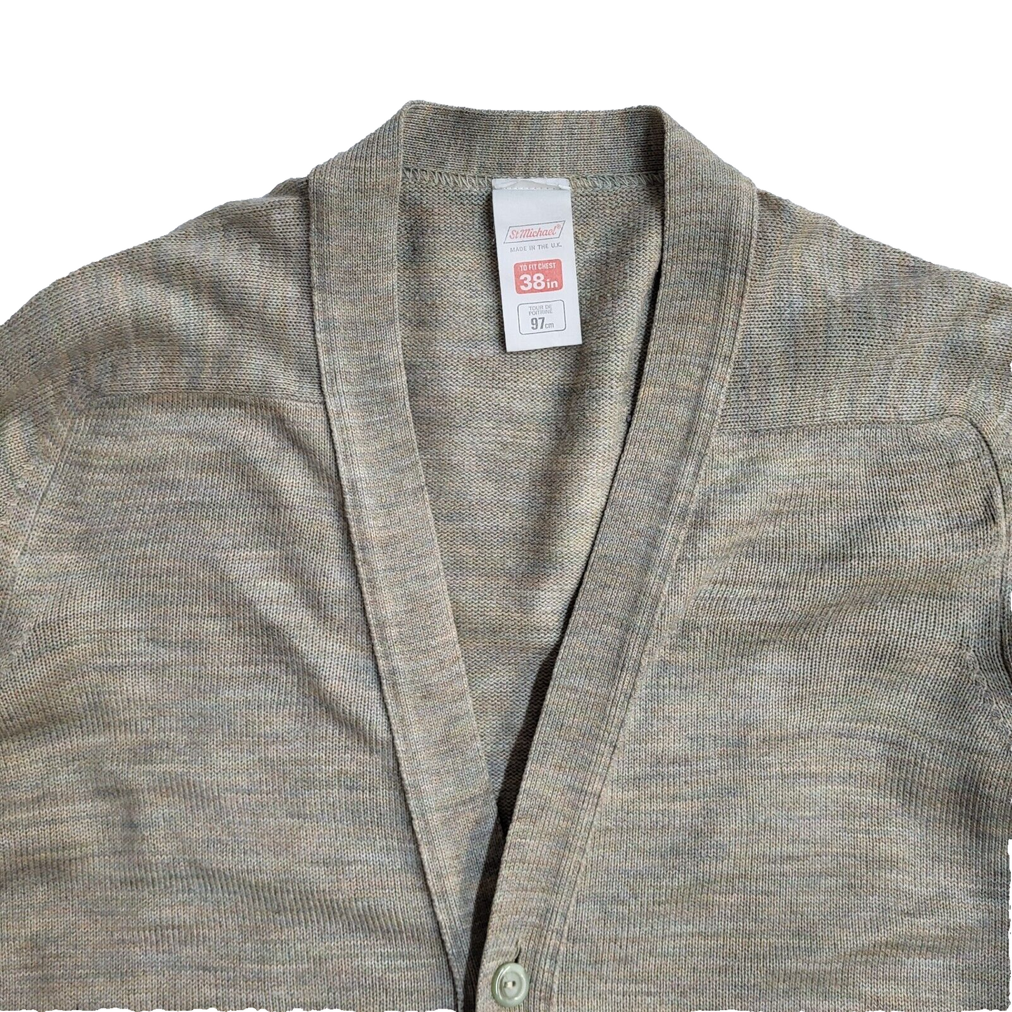 St Michael Vintage 90s Beige Button Front Cardigan Men's UK M