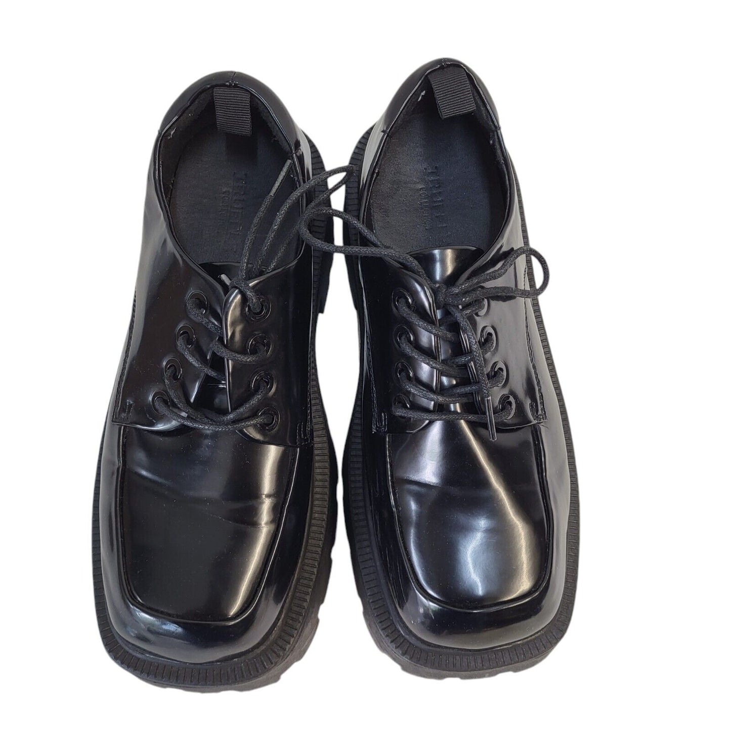 Truffle Black Lace-up Faux Leather Dress Shoes Uk Women's Size 5