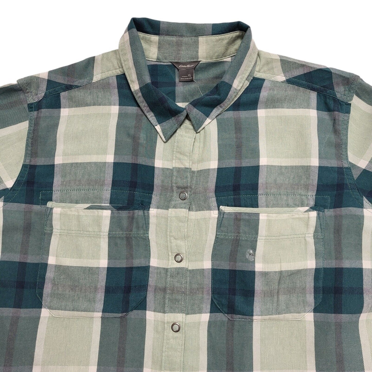Eddie Bauer 90s Vintage Green Check Fremont Flannel Shirt Women's Size XL