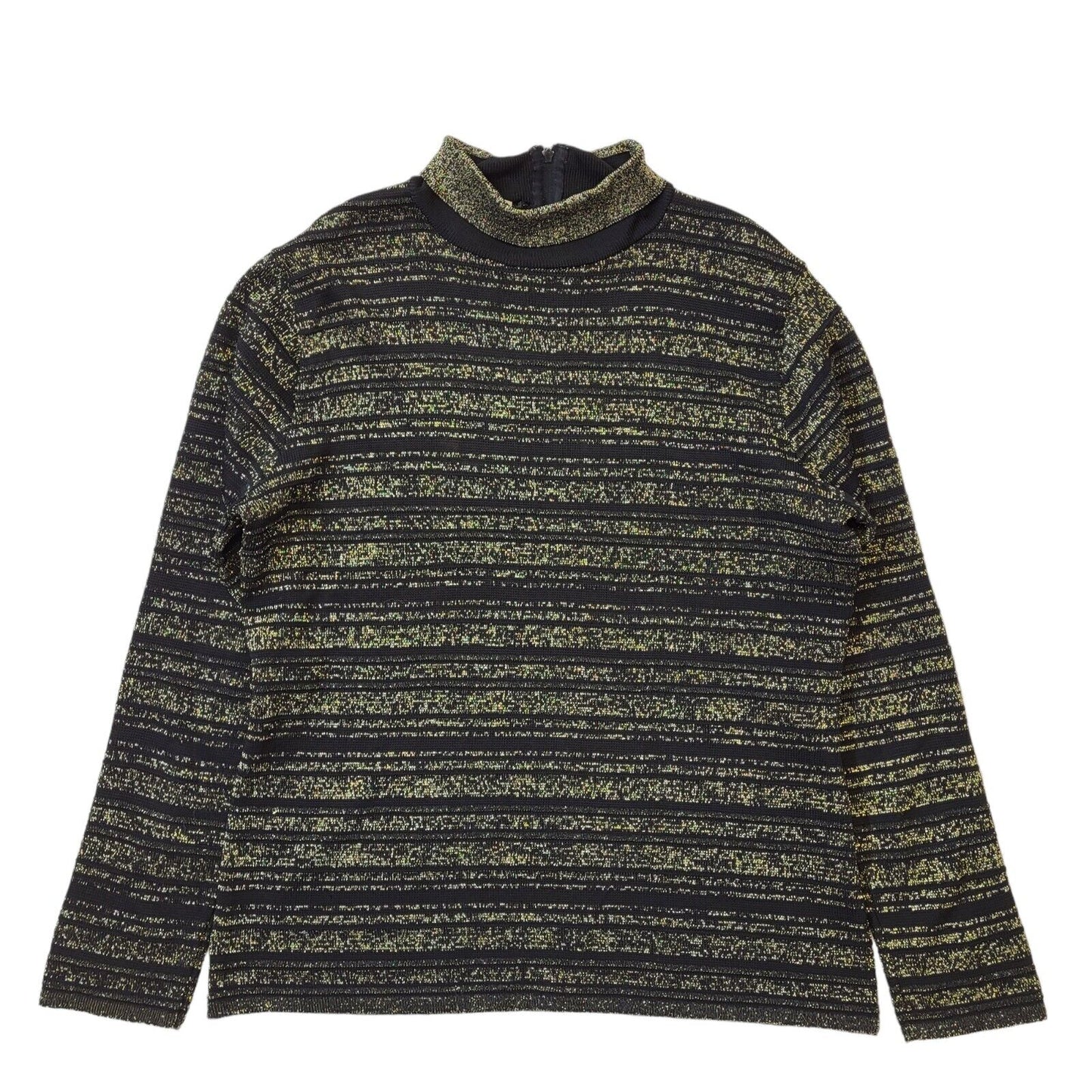 70s Vintage Hutchisons Black & Gold Roll Neck Jumper Women's Size M Eu 38