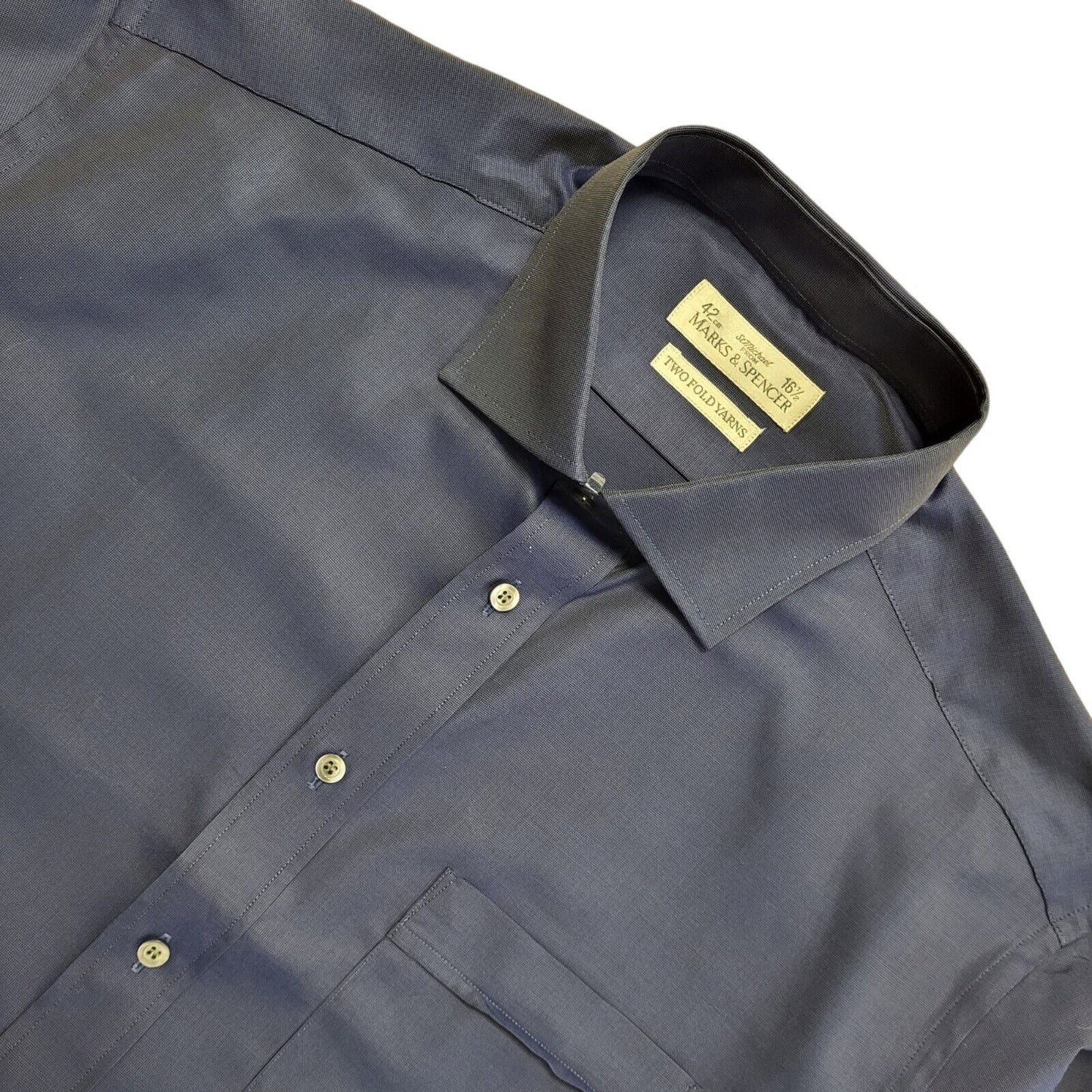 Marks & Spencer Vintage Y2K Dark Blue Long Sleeve Shirt Uk Men's Size XL