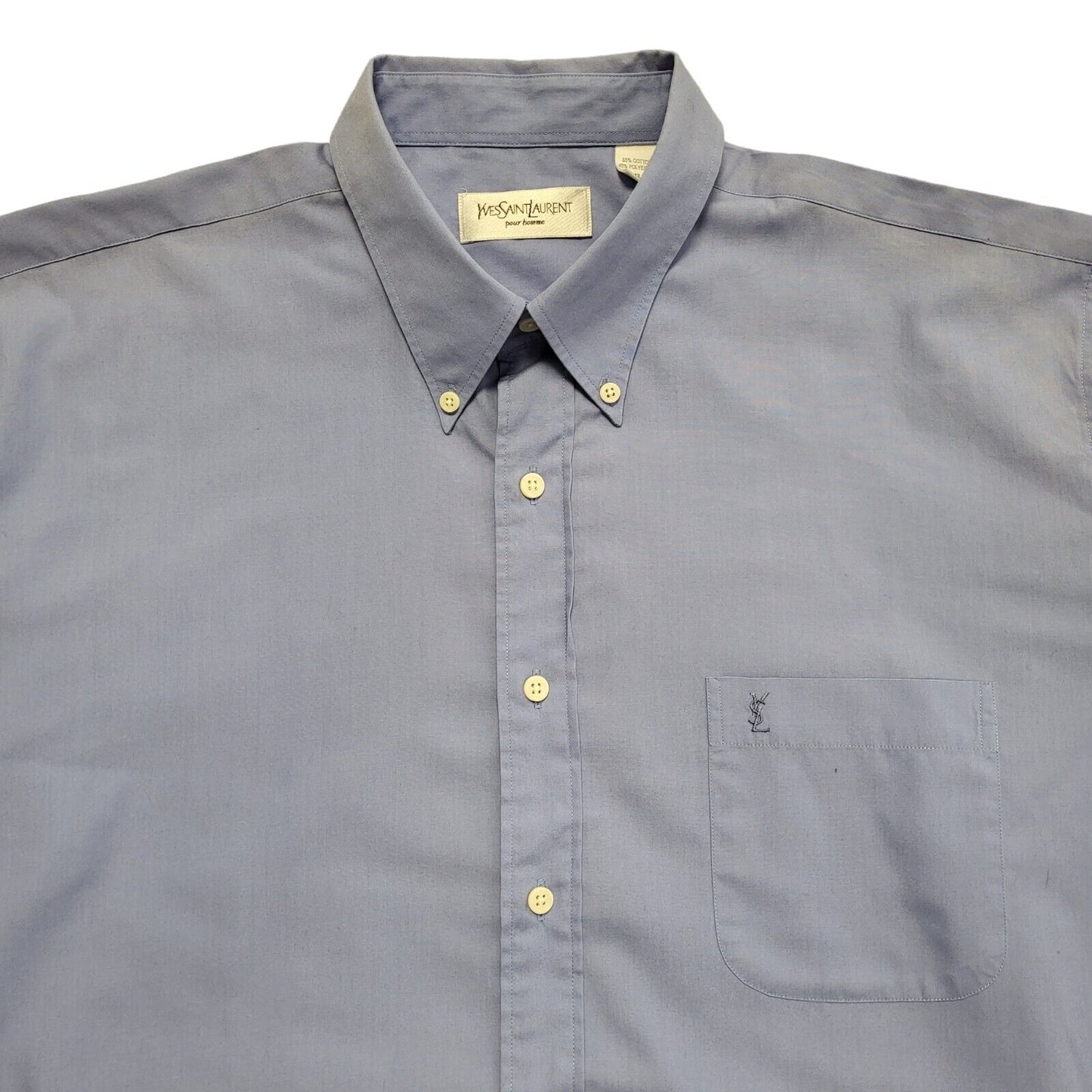 Yves Saint Laurent Vintage 90s Blue Long Sleeve Shirt Uk Men's Size XL