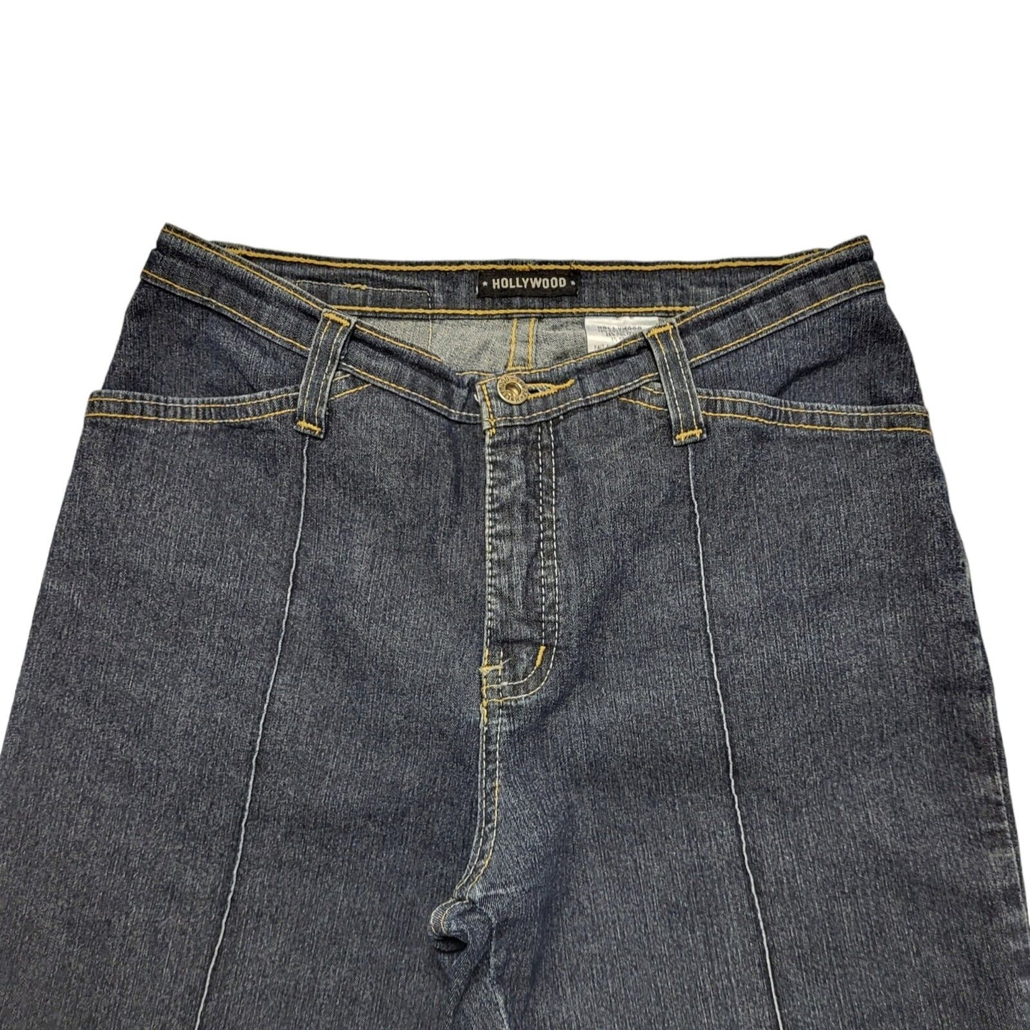 Hollywood Y2k Vintage Dark Blue Bootcut Denim Jeans Uk Women's XS W25 L32