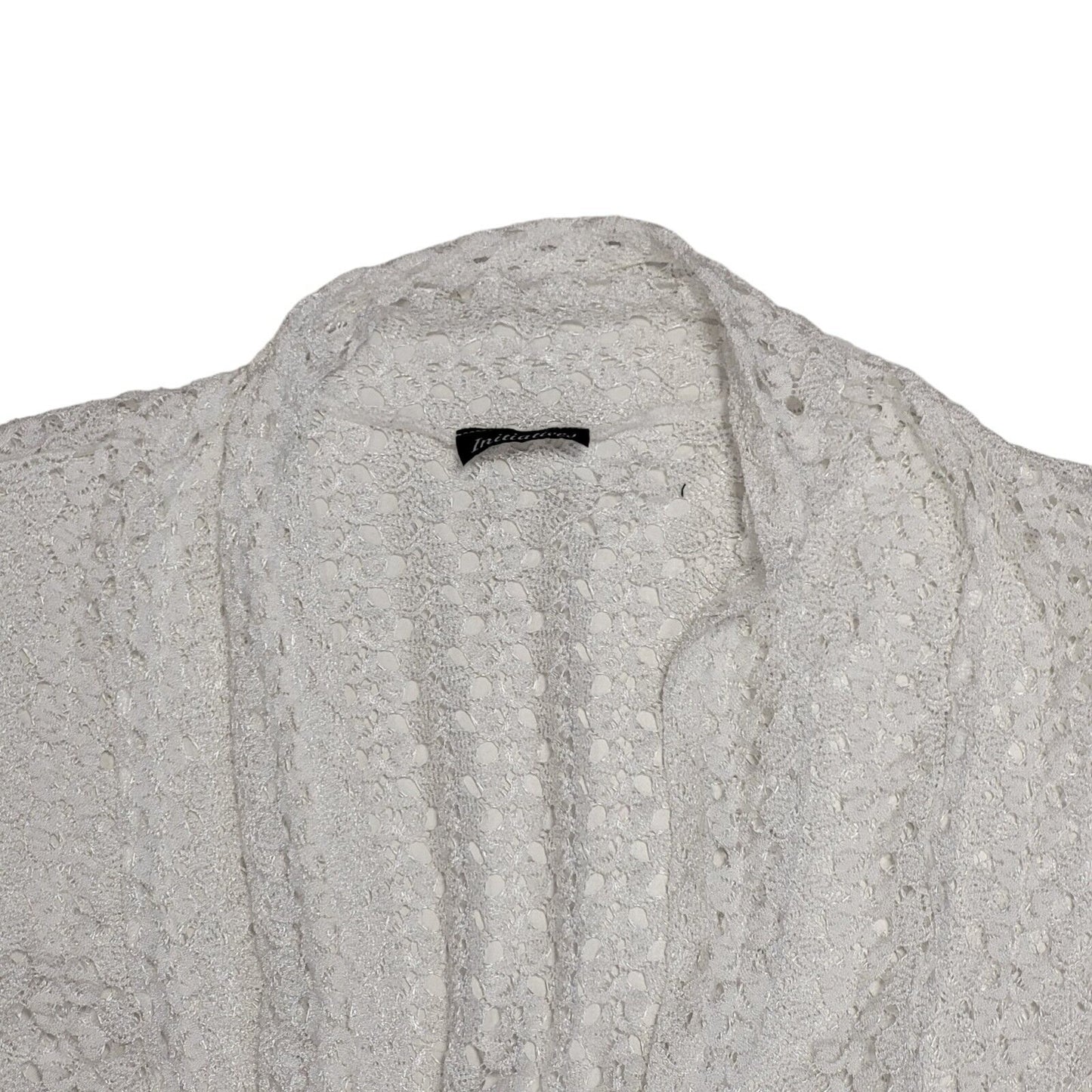 Initiatives White Vintage 90's Open Front Cardigan Uk Women's Size 16/18