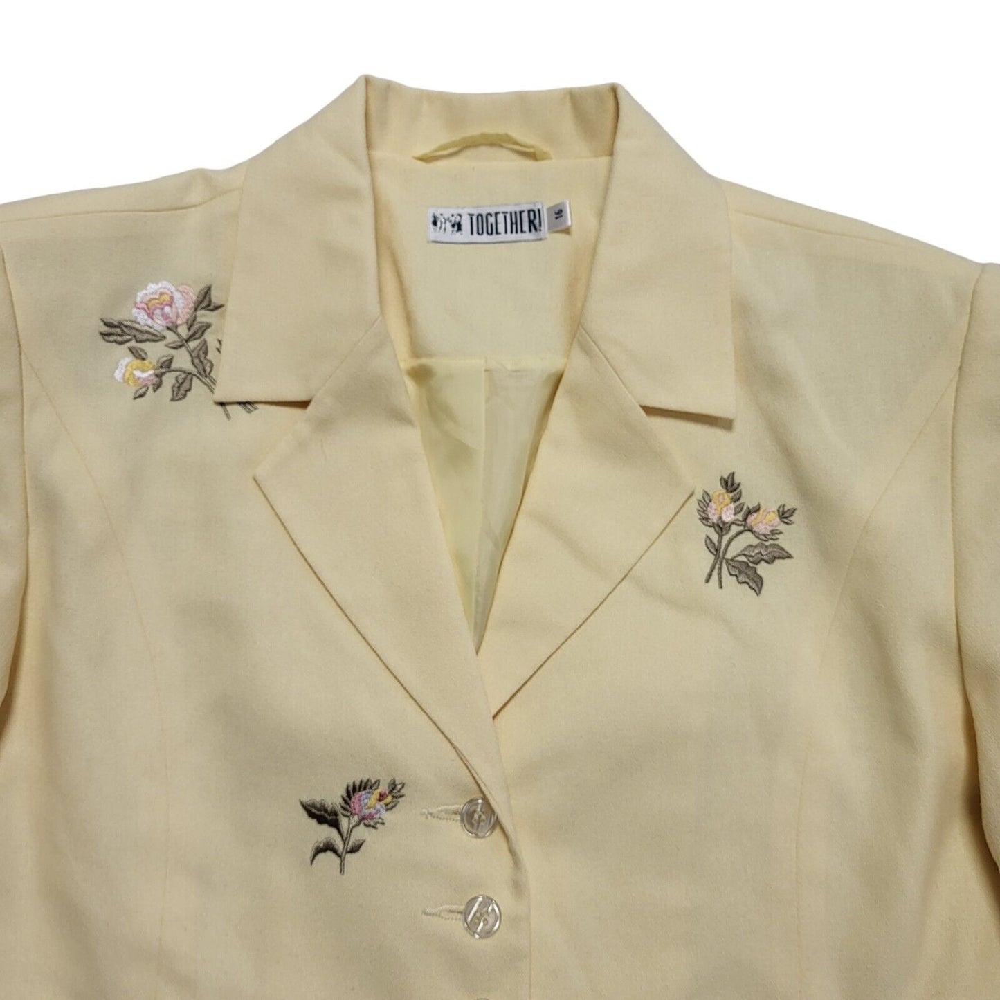 Together 70s Vintage Yellow 2 Piece Dress Suit Uk Women's Size 18 W36