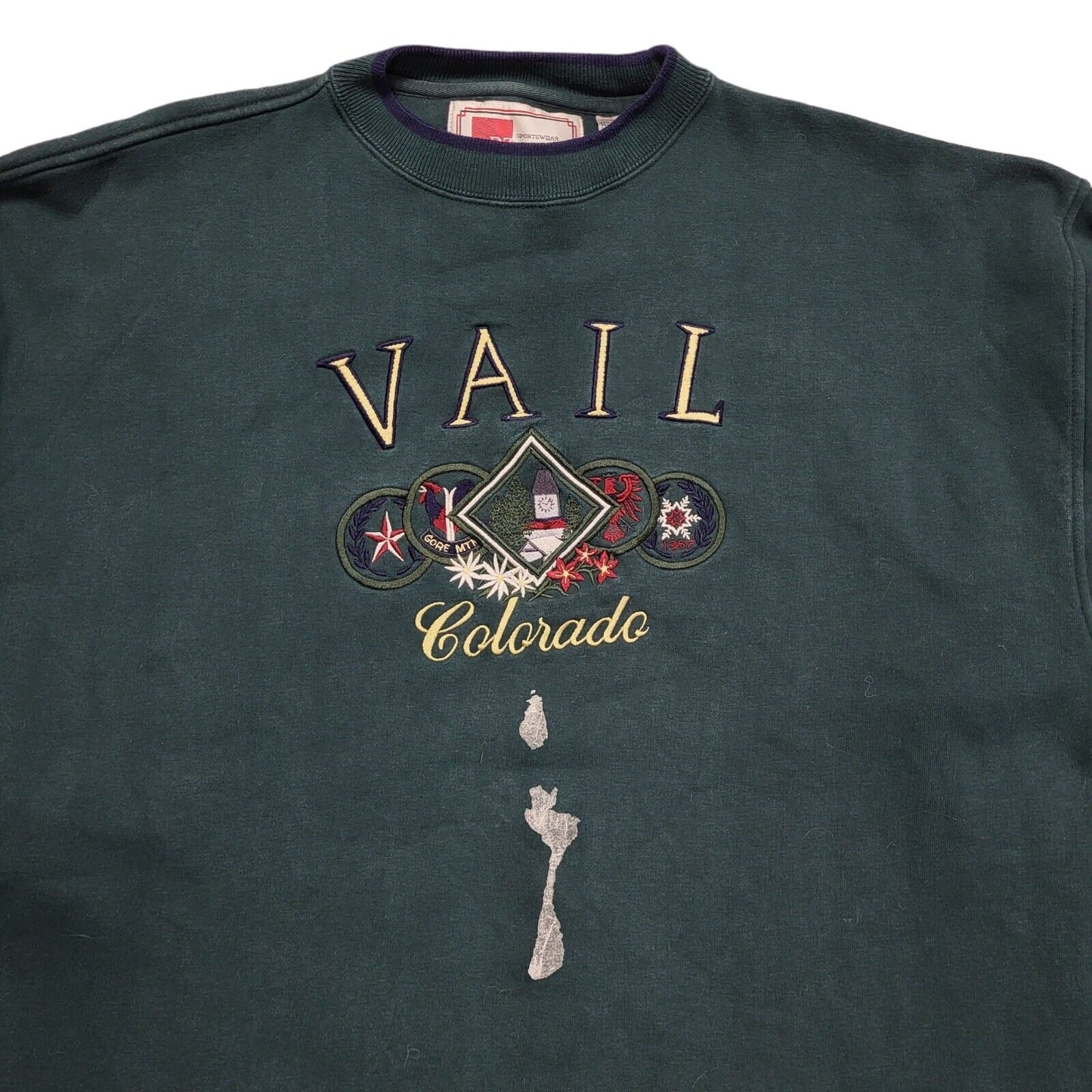 Vail 80s Vintage Green Round Neck Oversized Sweatshirt Uk Women's Size 20/22