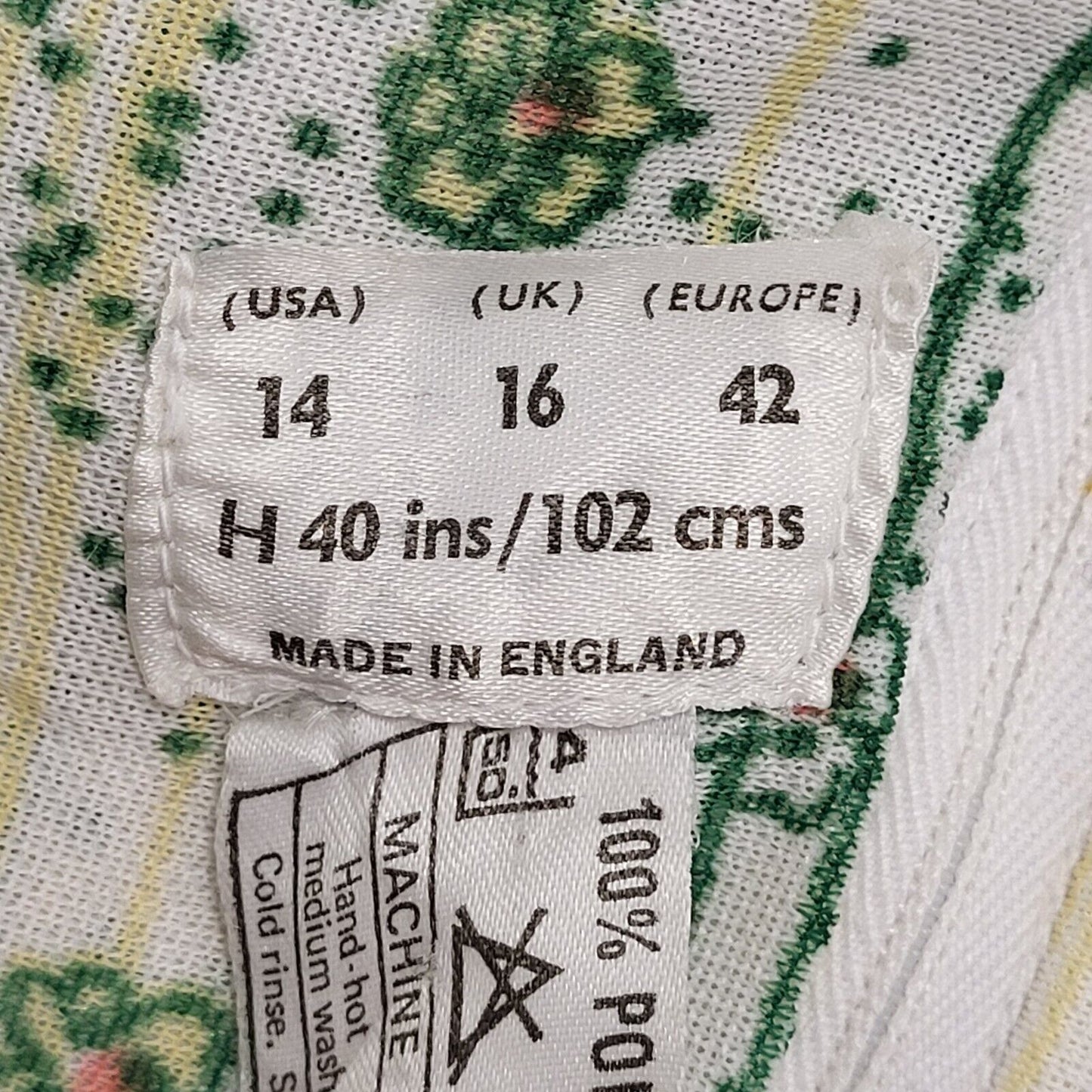 Vintage 70s Green Geometriic Shift Daywear Dress Uk Women's Size 12-14