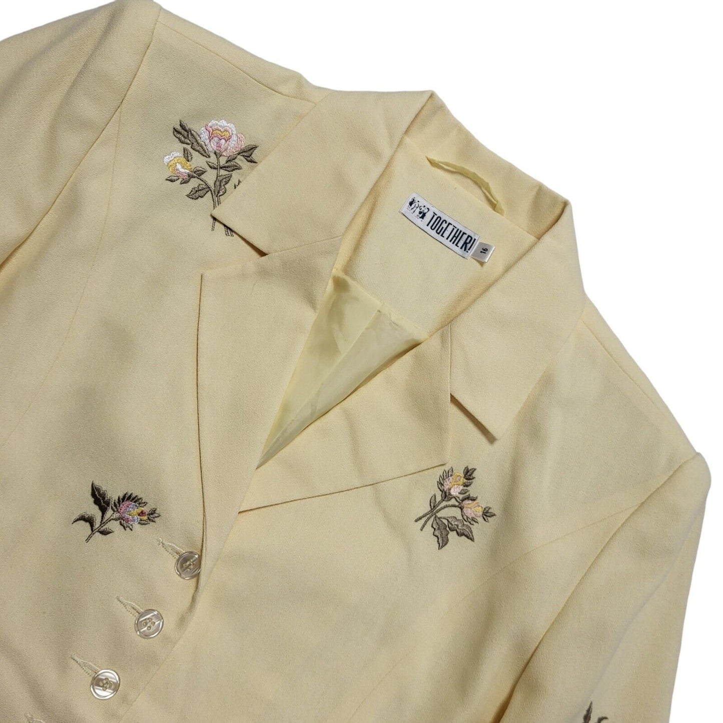 Together 70s Vintage Yellow 2 Piece Dress Suit Uk Women's Size 18 W36