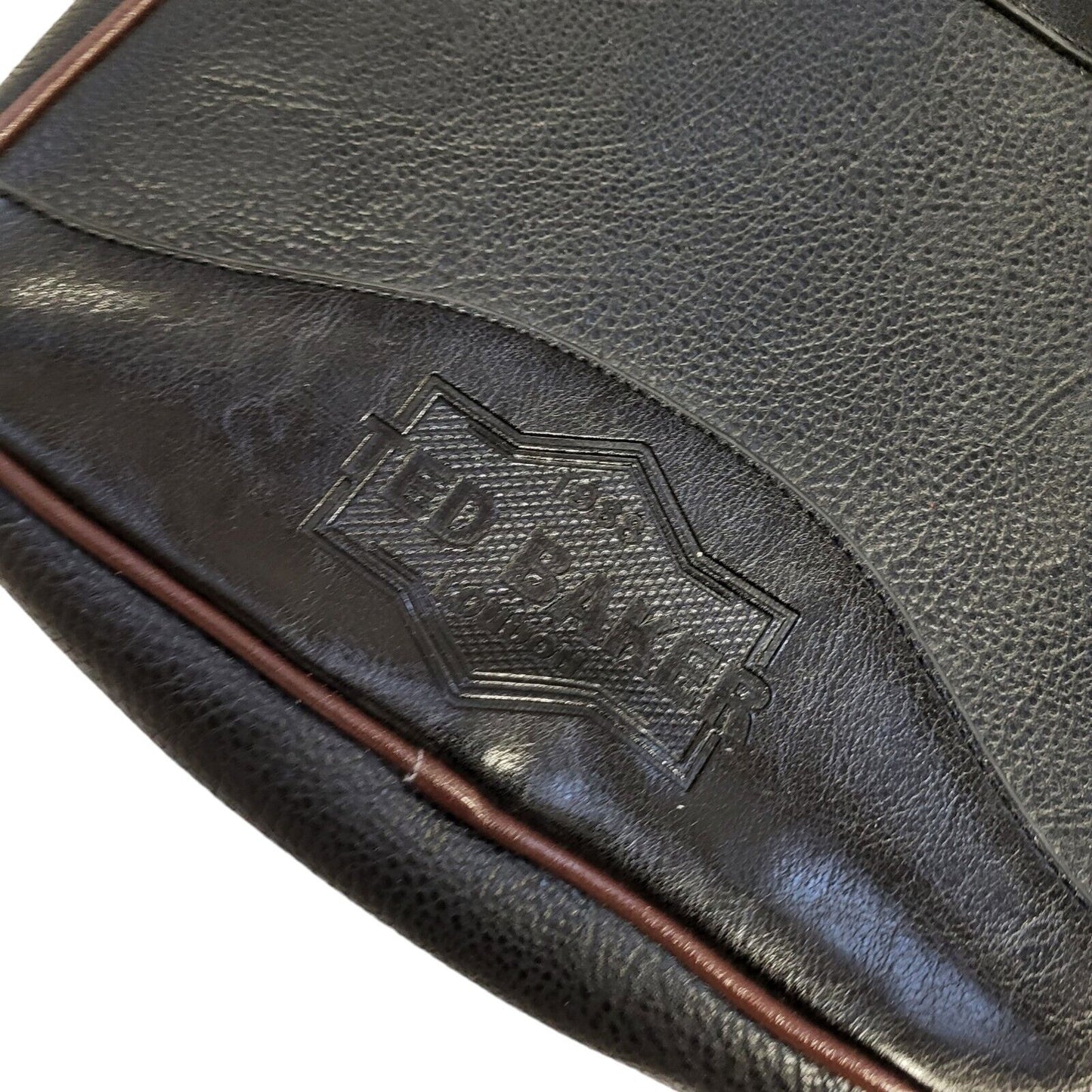 Ted Baker Black Brown Messenger Cross Body Bag 12"x 12"