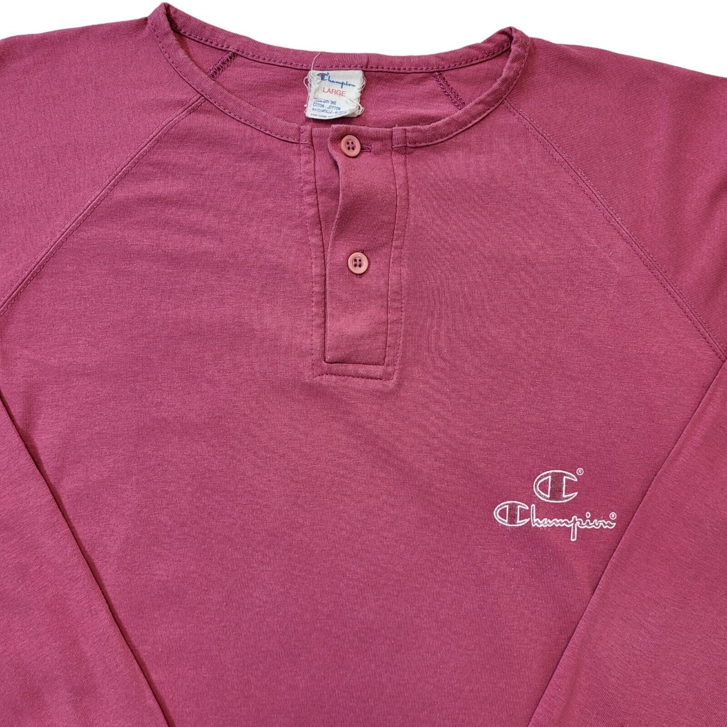 90s Vintage Champion Pink 1/4 Button Sweatshirt Jumper Men's Size Large